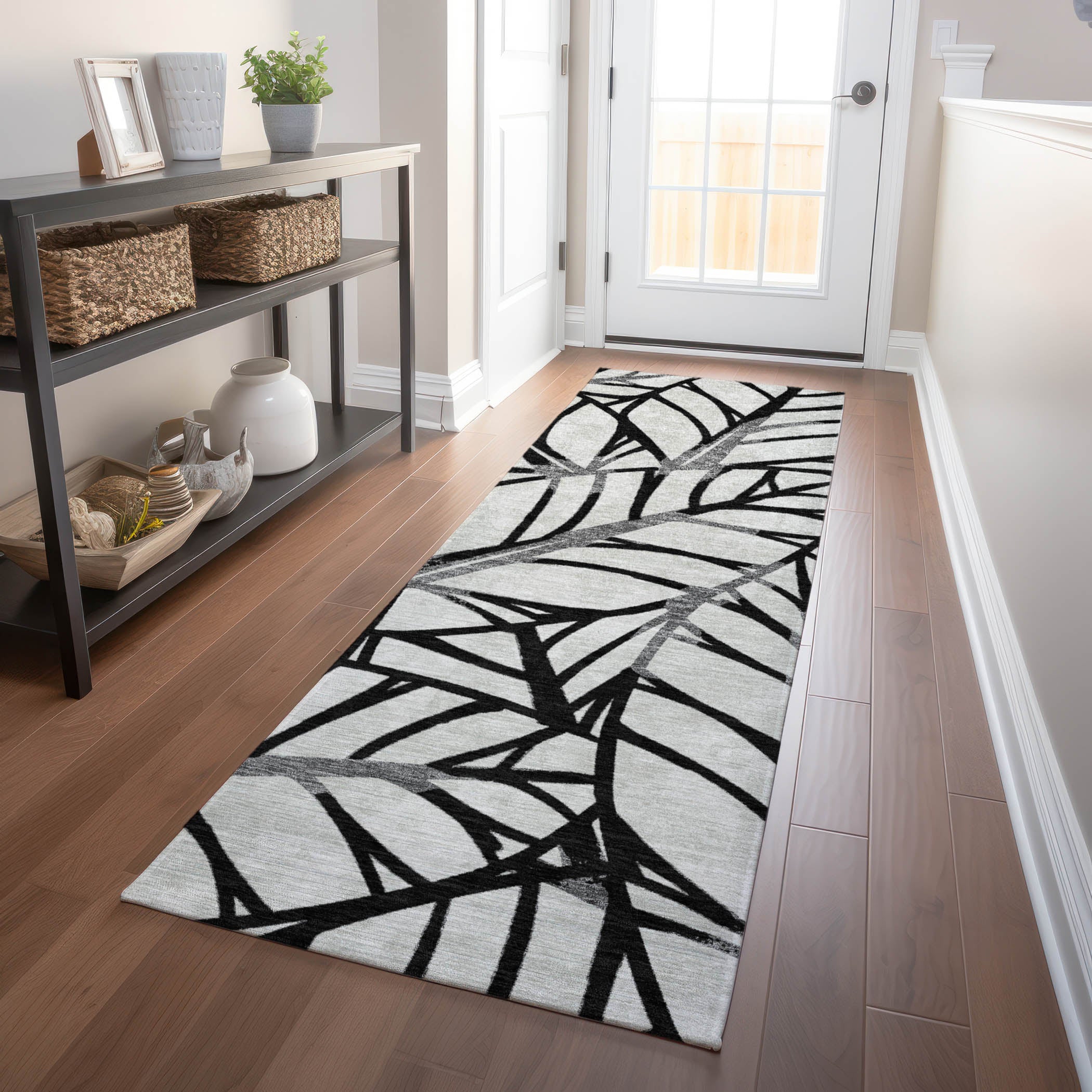 Ghent Machine Washable Transitional Black Rug 2'3" x 7'6" #shape_Runner