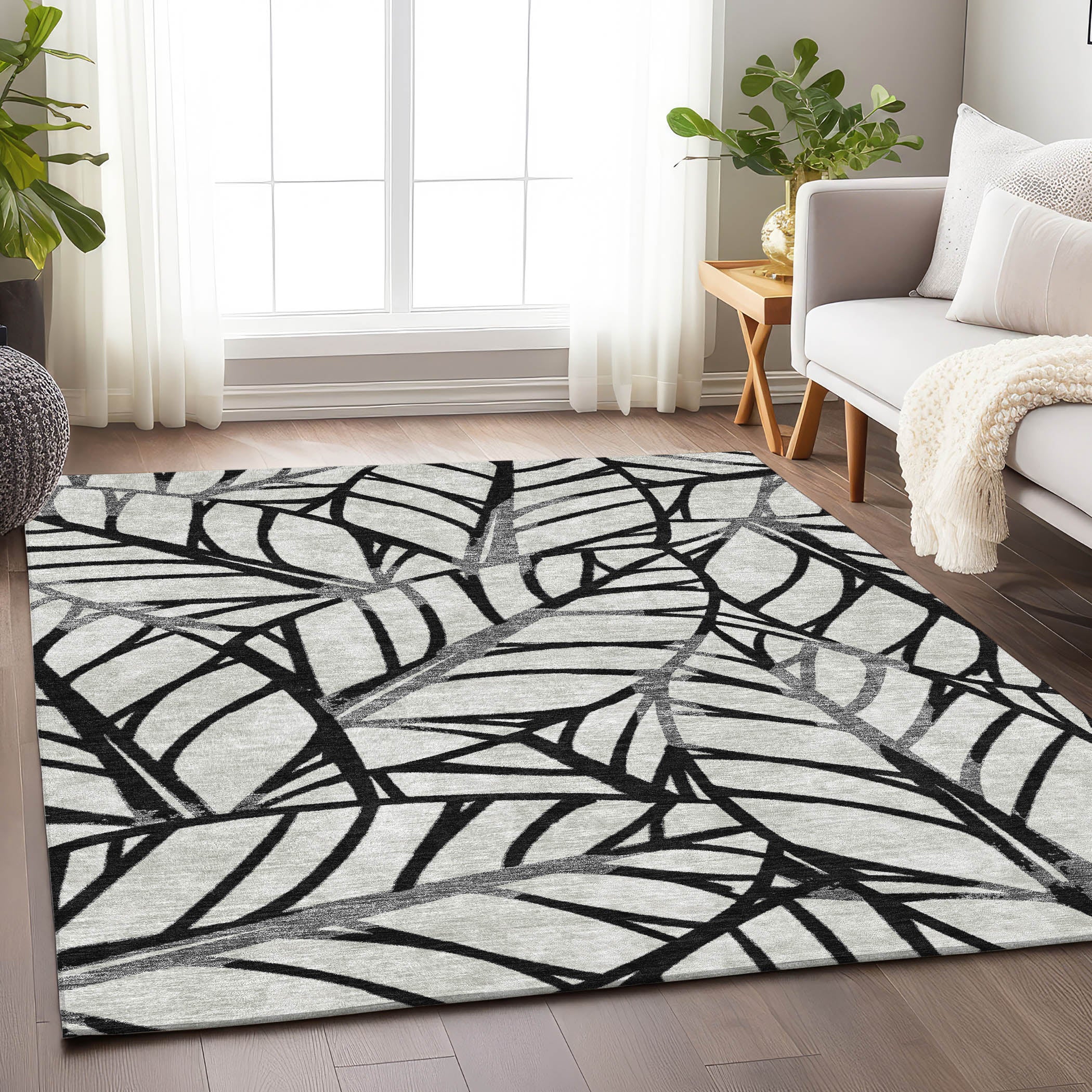 Ghent Machine Washable Transitional Black Rug 2'6" x 3'10" #shape_Rectangle
