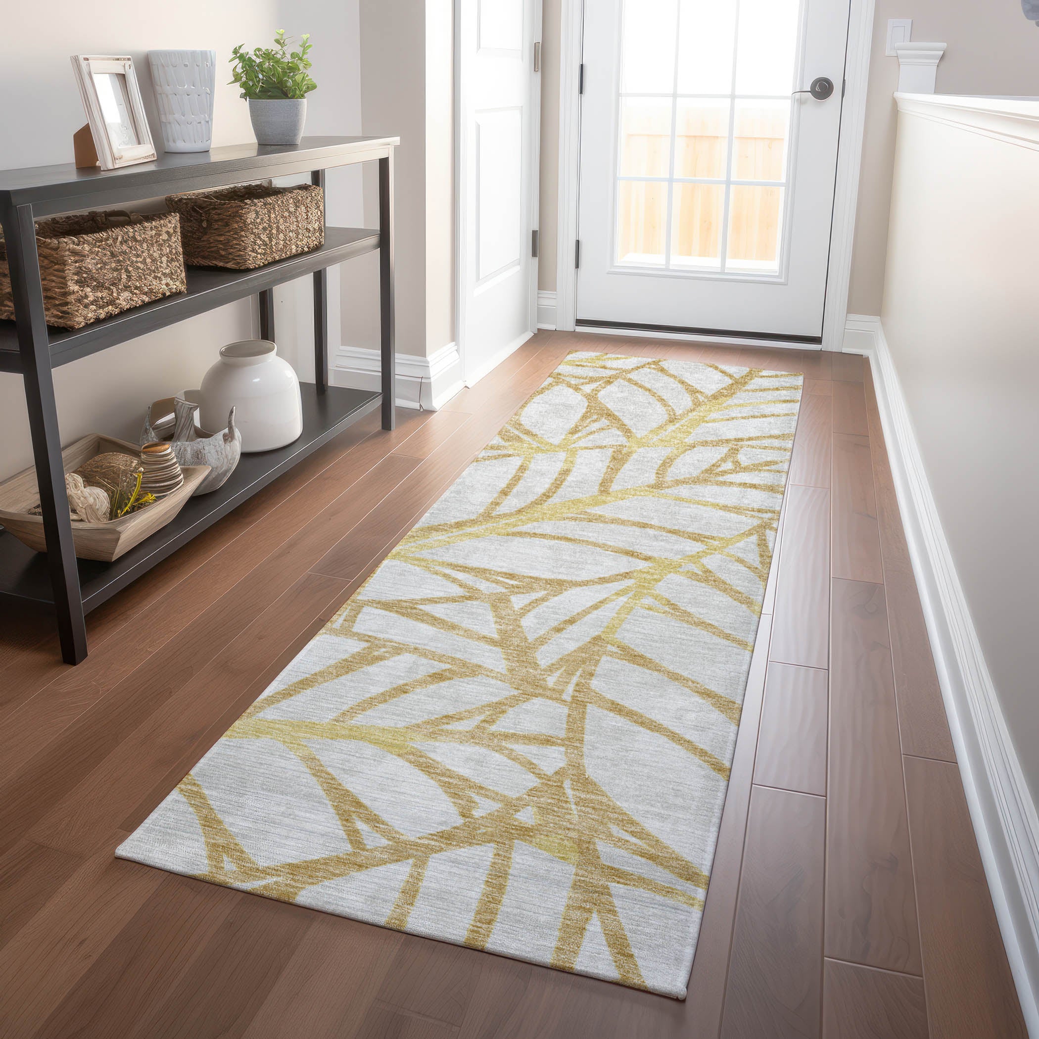 Ghent Machine Washable Transitional Gold Rug 2'3" x 7'6" #shape_Runner