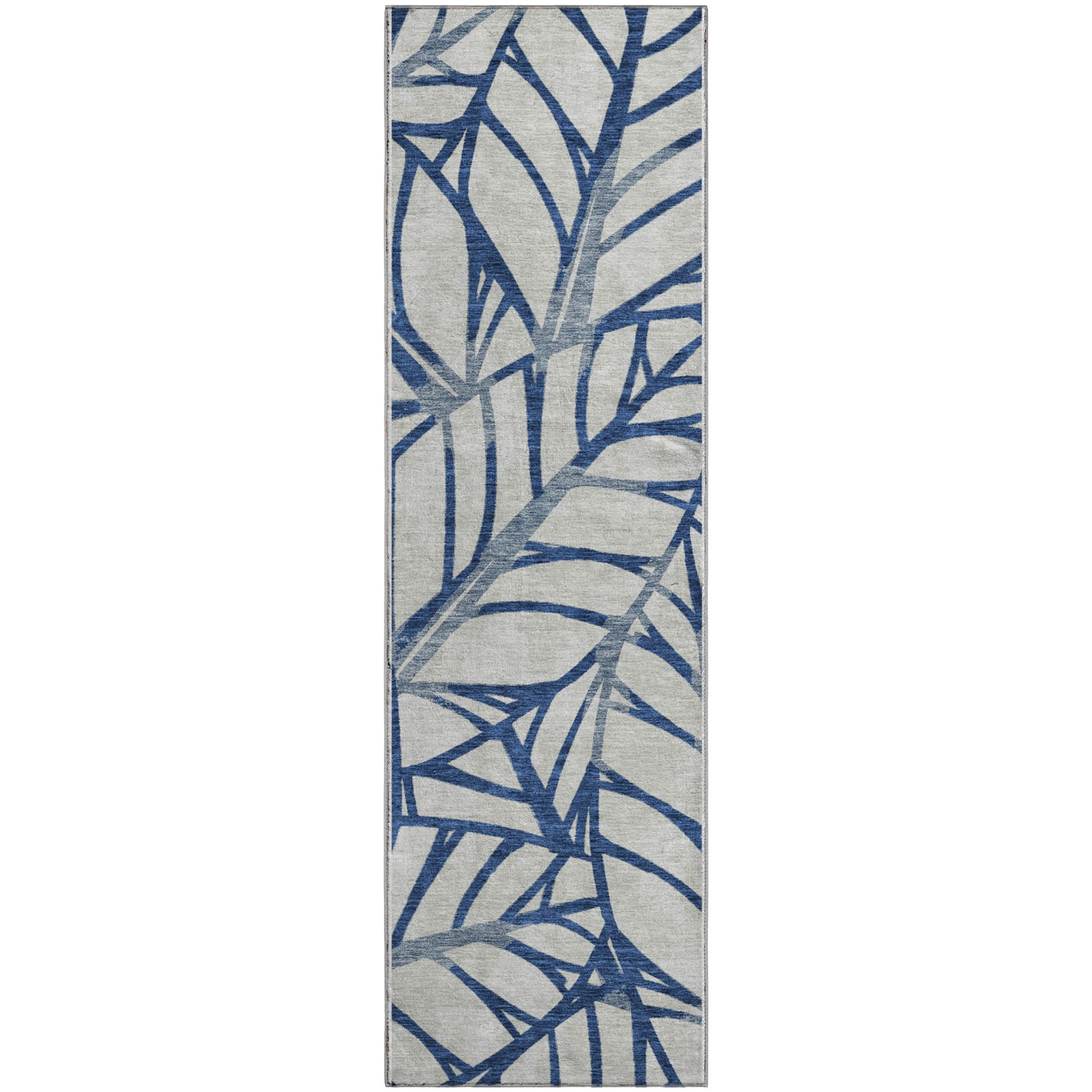 Ghent Machine Washable Transitional Navy Blue Rug 2'3" x 7'6" #shape_Runner
