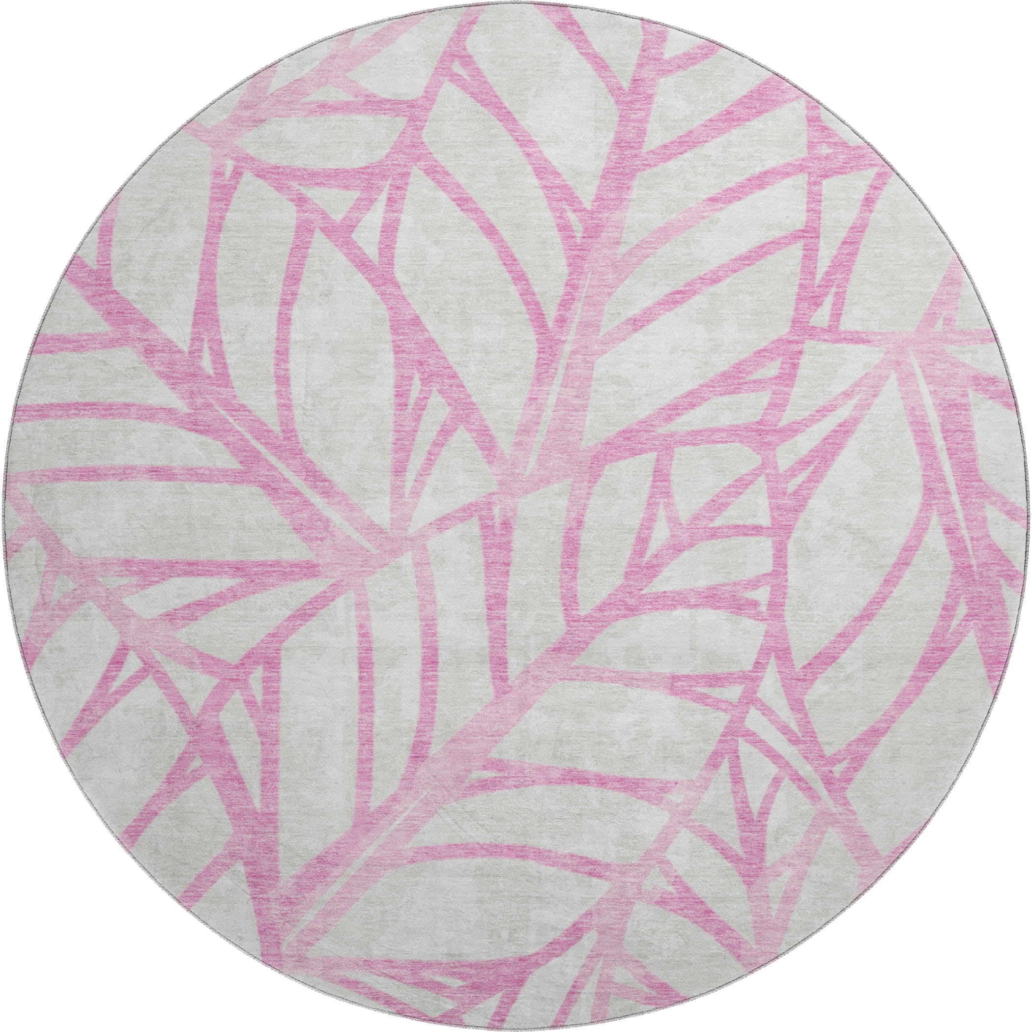 Ghent Machine Washable Transitional Pink Rug 8' x 8' #shape_Round