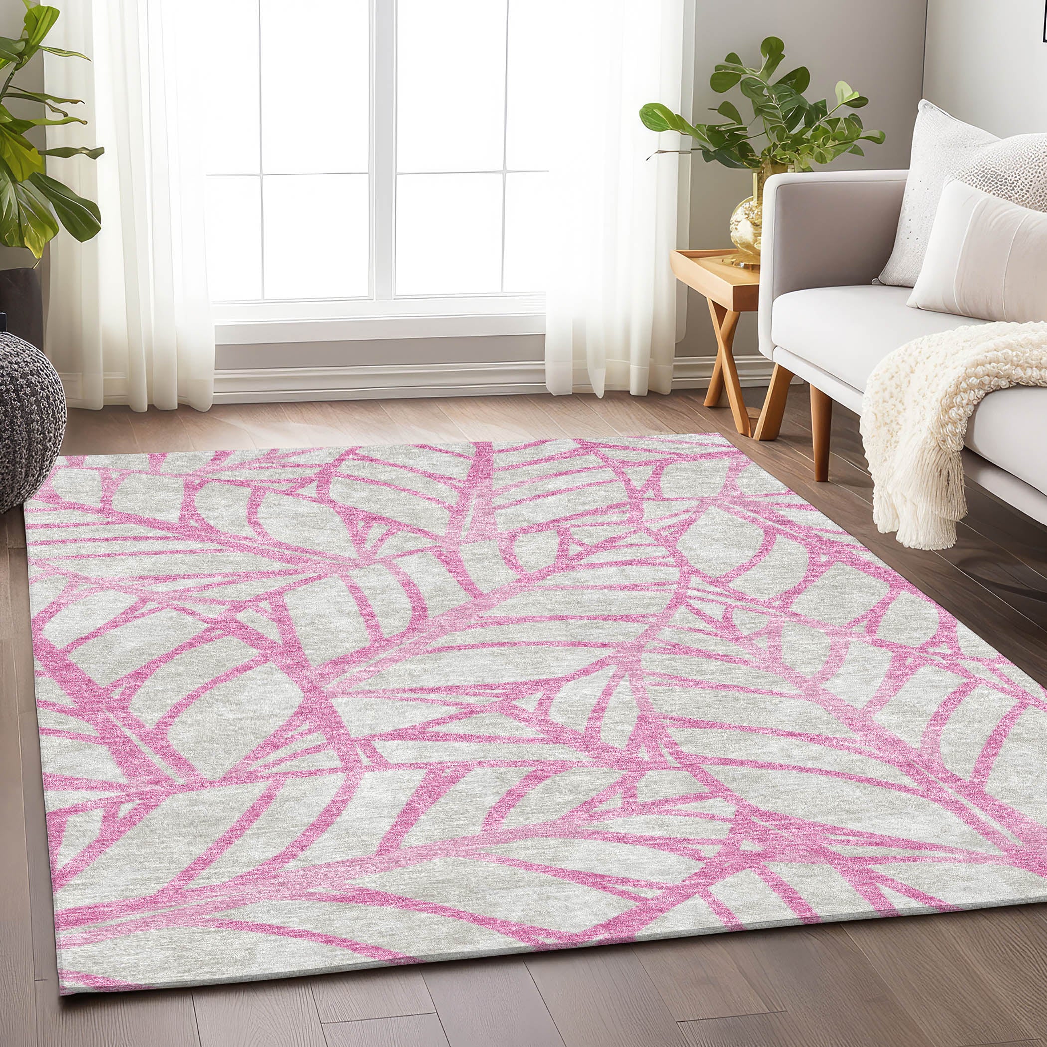 Ghent Machine Washable Transitional Pink Rug 2'6" x 3'10" #shape_Rectangle