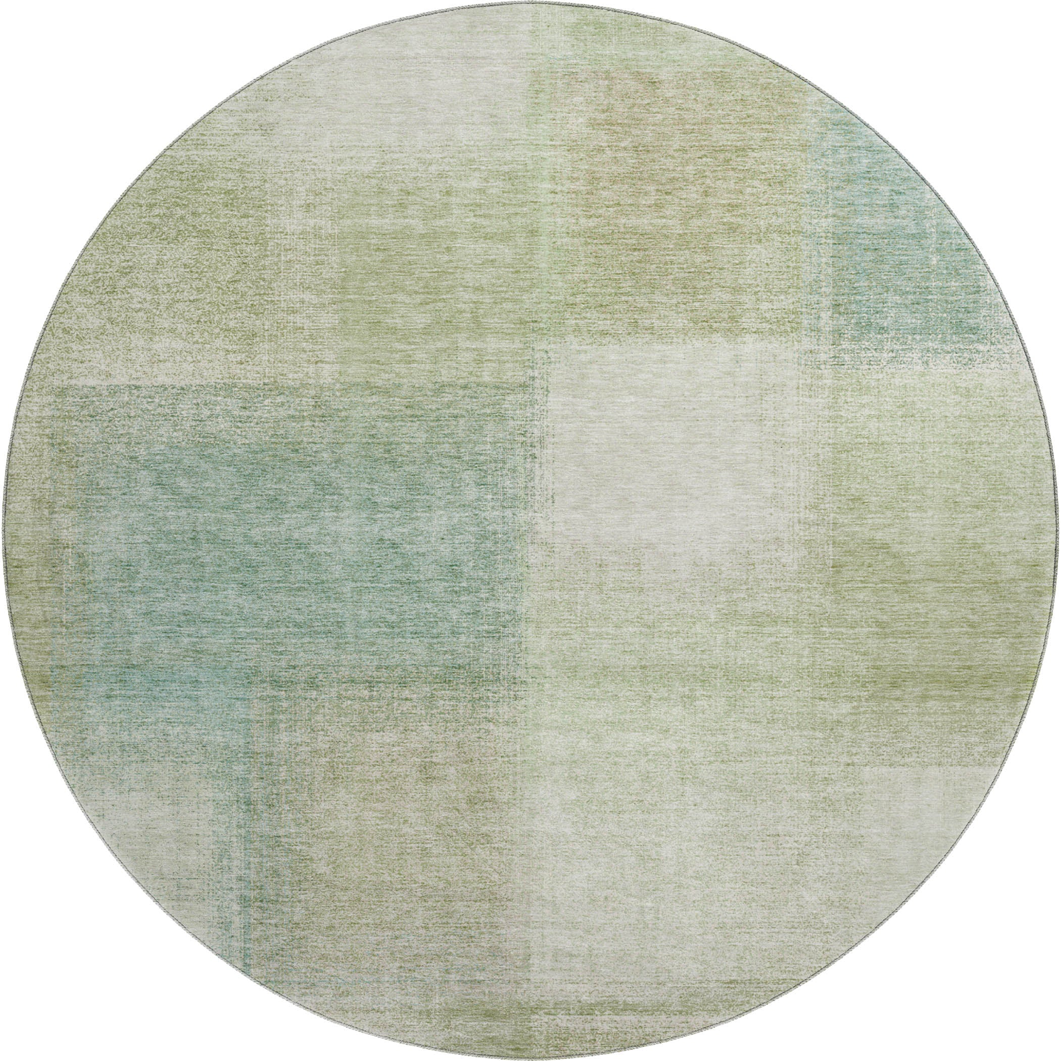Lisbon Machine Washable Transitional Aloe Green Rug 8' x 8' #shape_Round