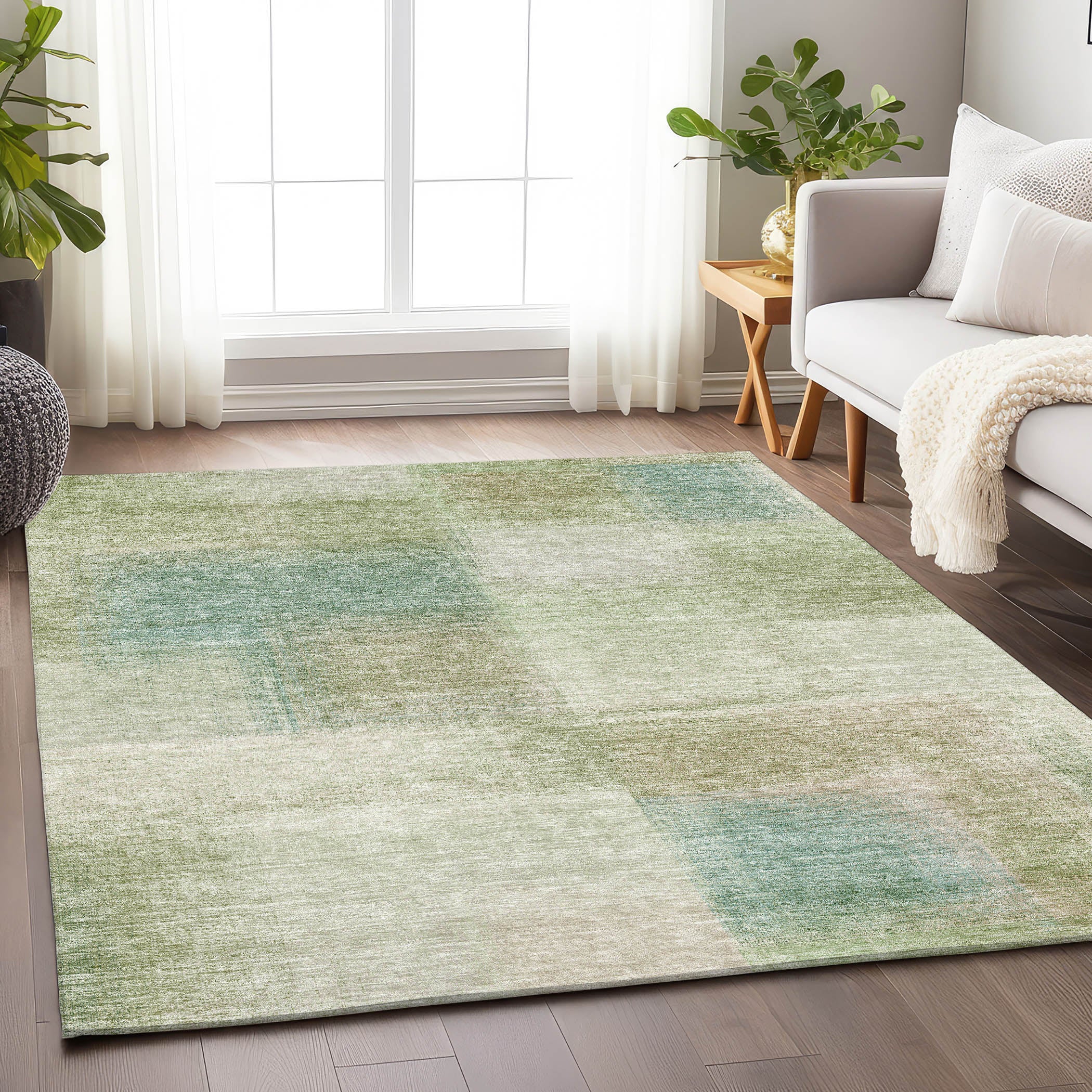 Lisbon Machine Washable Transitional Aloe Green Rug 2'6" x 3'10" #shape_Rectangle