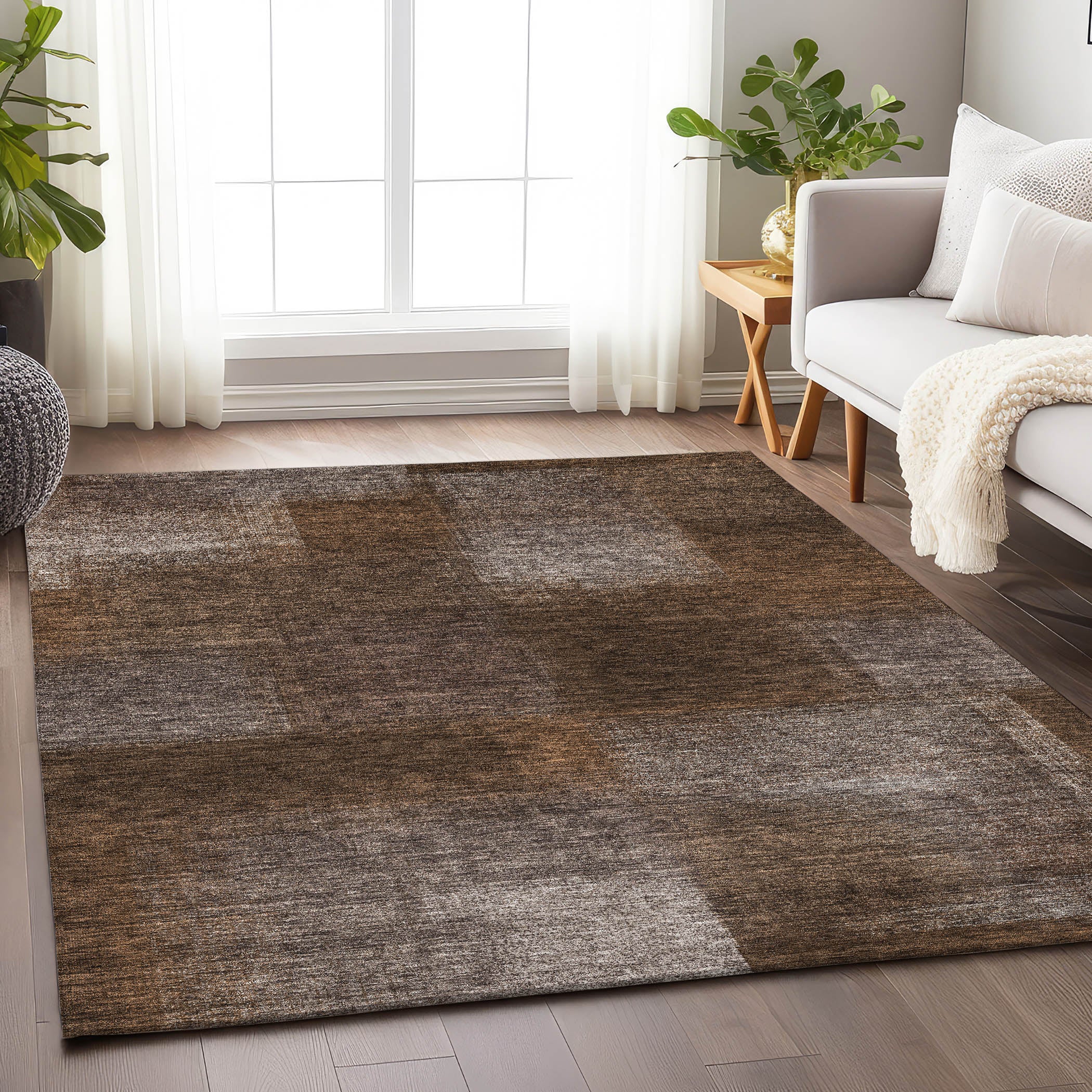 Lisbon Machine Washable Transitional Chocolate Brown Rug 2'6" x 3'10" #shape_Rectangle