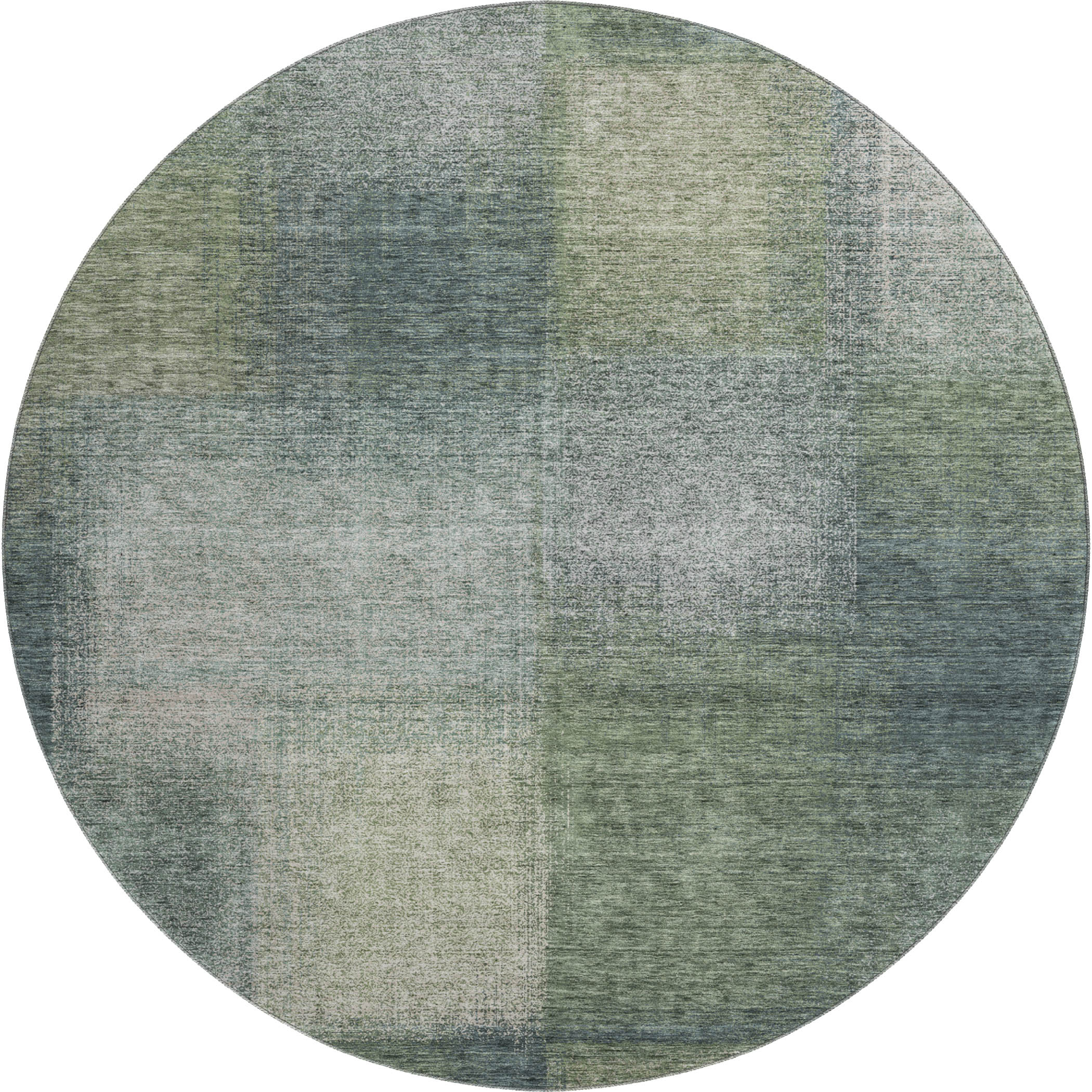 Lisbon Machine Washable Transitional Olive Green Rug 8' x 8' #shape_Round