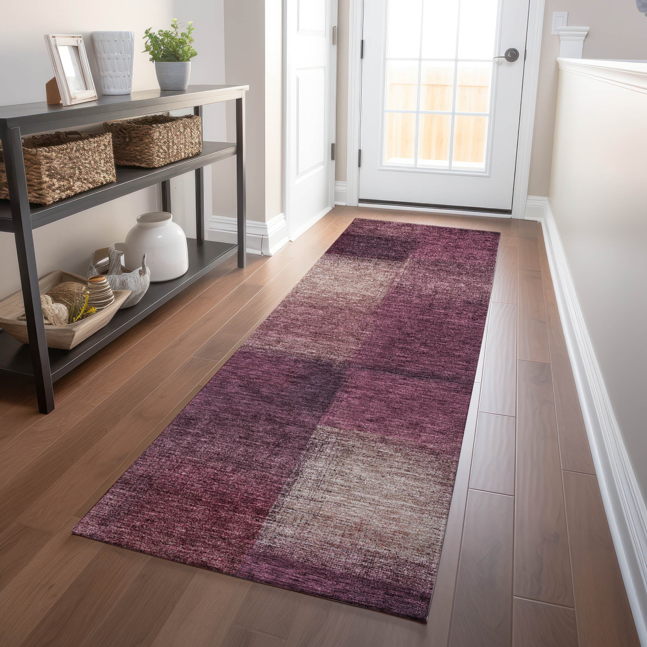 Lisbon Machine Washable Transitional Plum Purple Rug 2'3" x 7'6" #shape_Runner