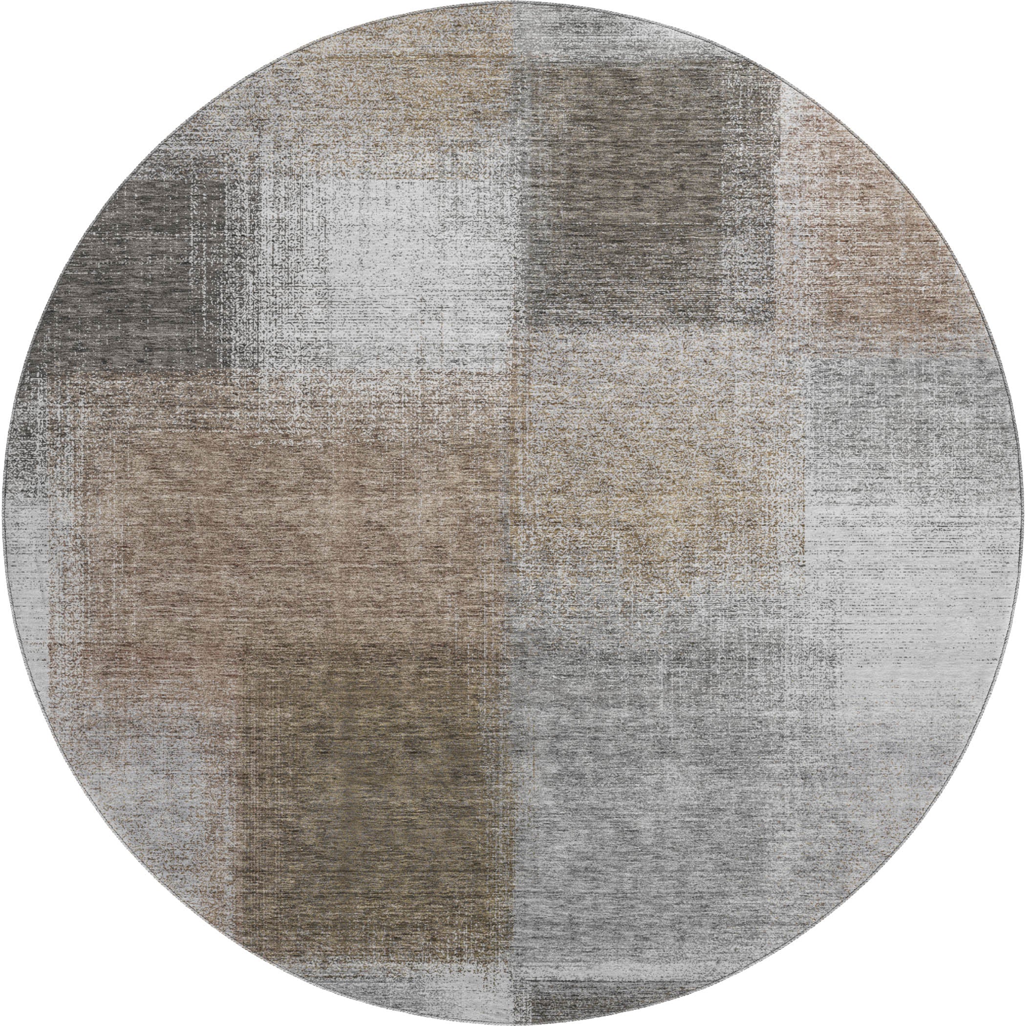 Lisbon Machine Washable Transitional Silver Gray Rug 8' x 8' #shape_Round