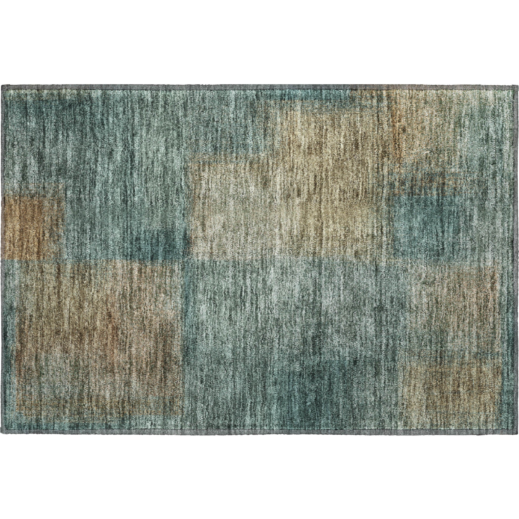 Lisbon Machine Washable Transitional Teal Rug 1'8" x 2'6" #shape_Rectangle