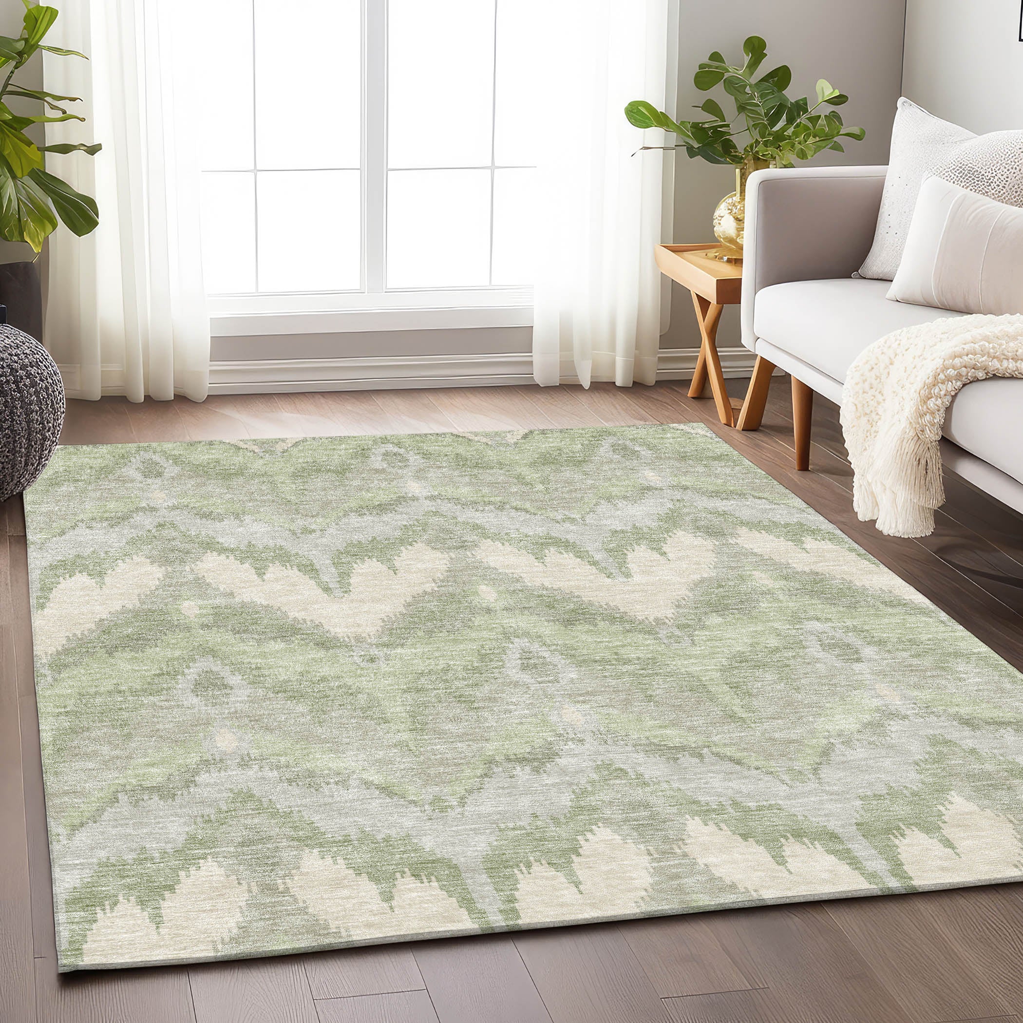 Havana Machine Washable Transitional Aloe Green Rug 2'6" x 3'10" #shape_Rectangle