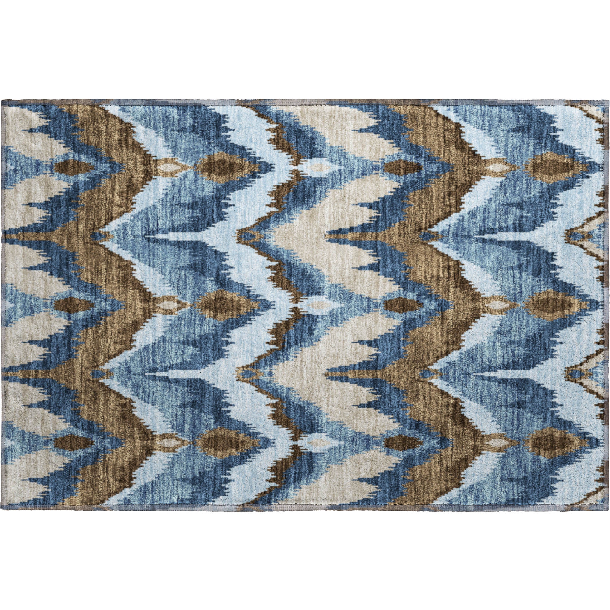 Havana Machine Washable Transitional Blue Rug 1'8" x 2'6" #shape_Rectangle