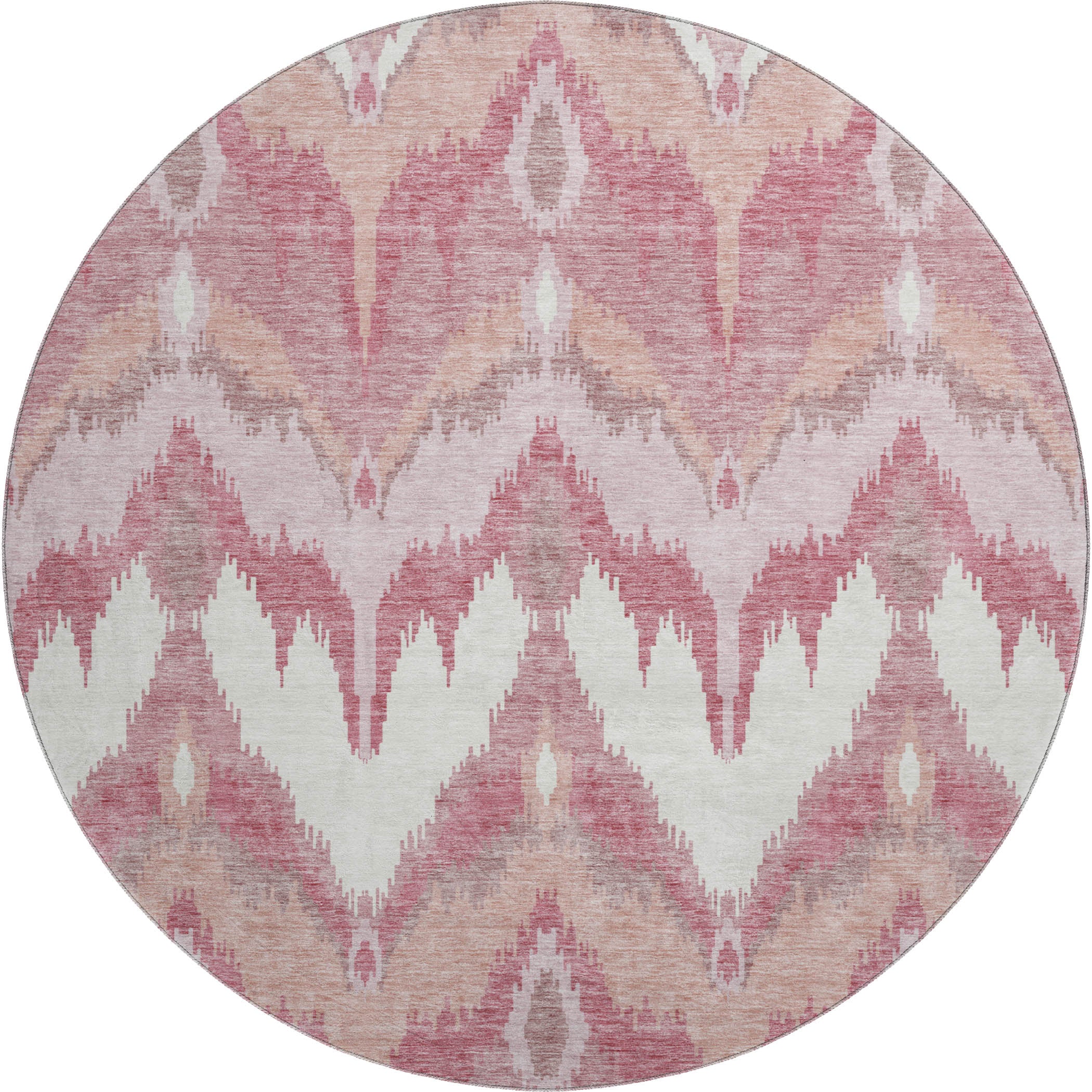Havana Machine Washable Transitional Blush Pink Rug 8' x 8' #shape_Round