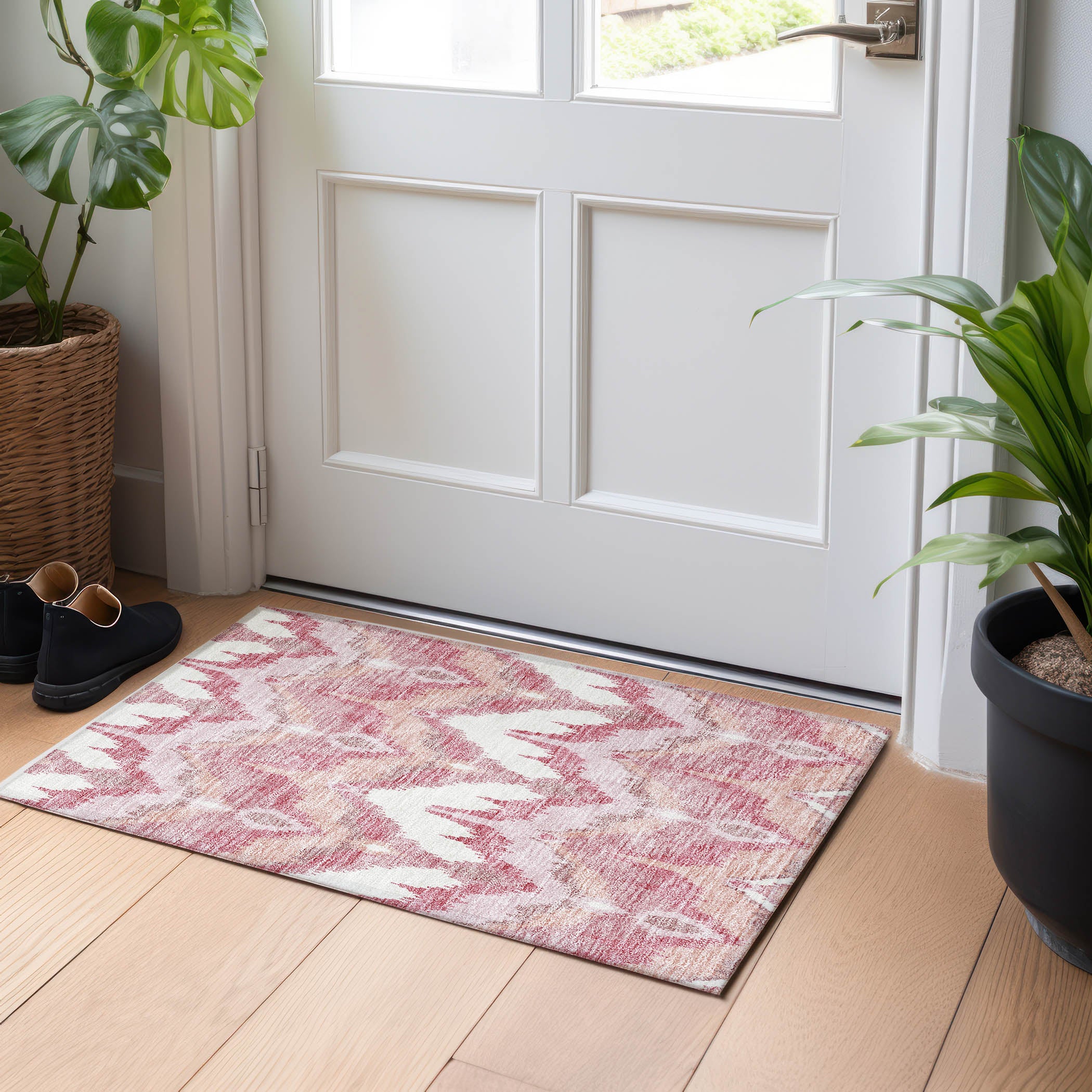 Havana Machine Washable Transitional Blush Pink Rug 1'8" x 2'6" #shape_Rectangle