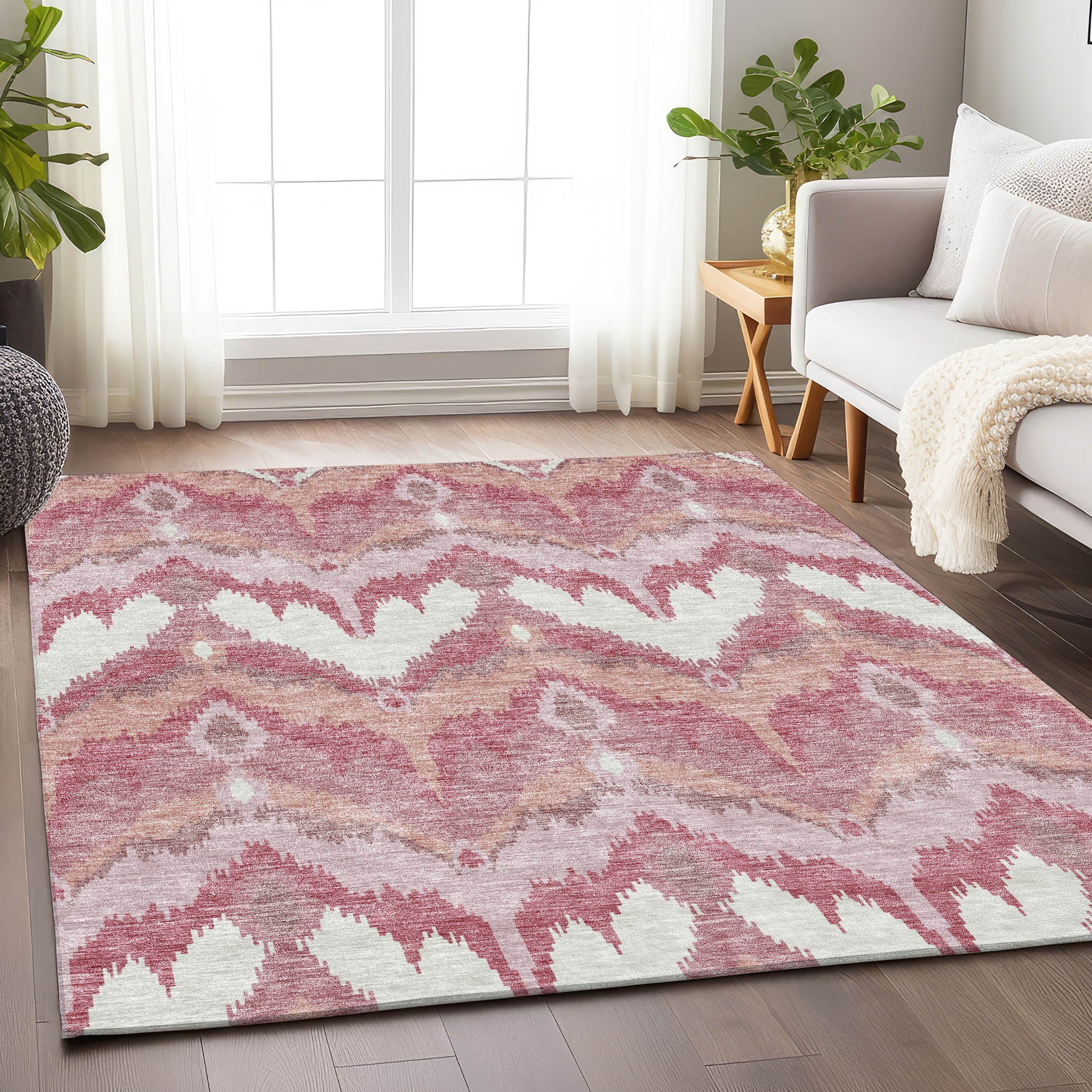 Havana Machine Washable Transitional Blush Pink Rug 2'6" x 3'10" #shape_Rectangle