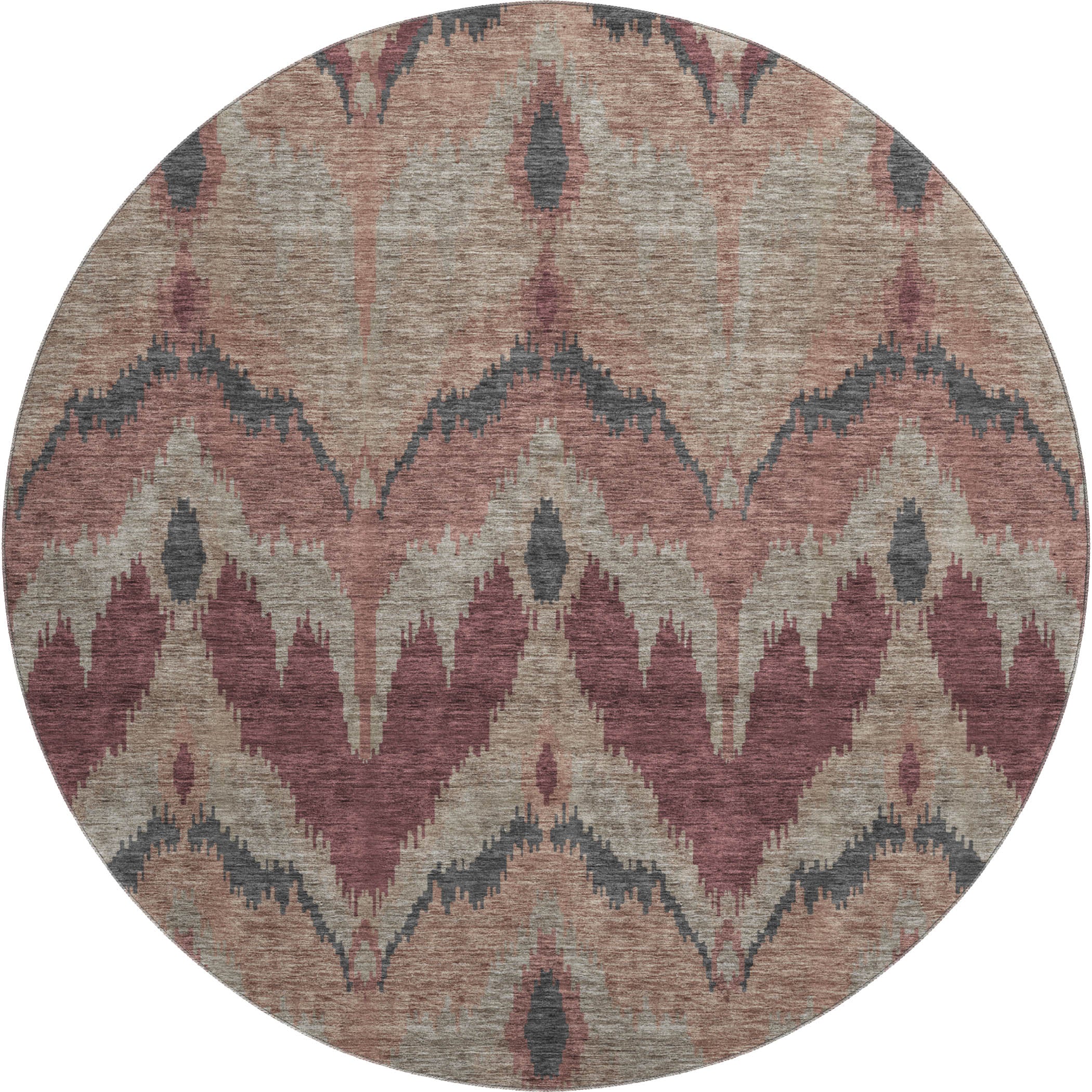 Havana Machine Washable Transitional Burgundy Red Rug 8' x 8' #shape_Round