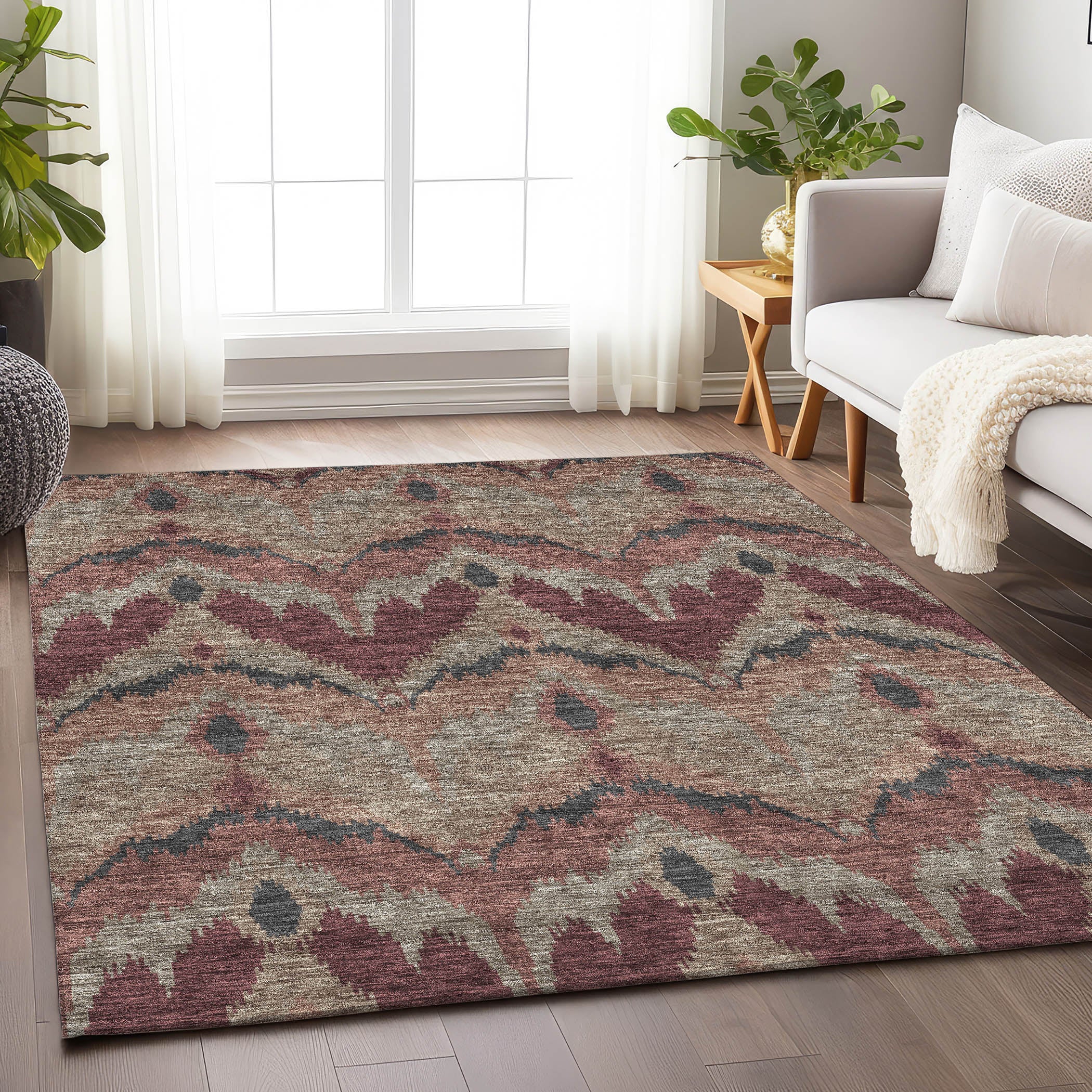 Havana Machine Washable Transitional Burgundy Red Rug 2'6" x 3'10" #shape_Rectangle