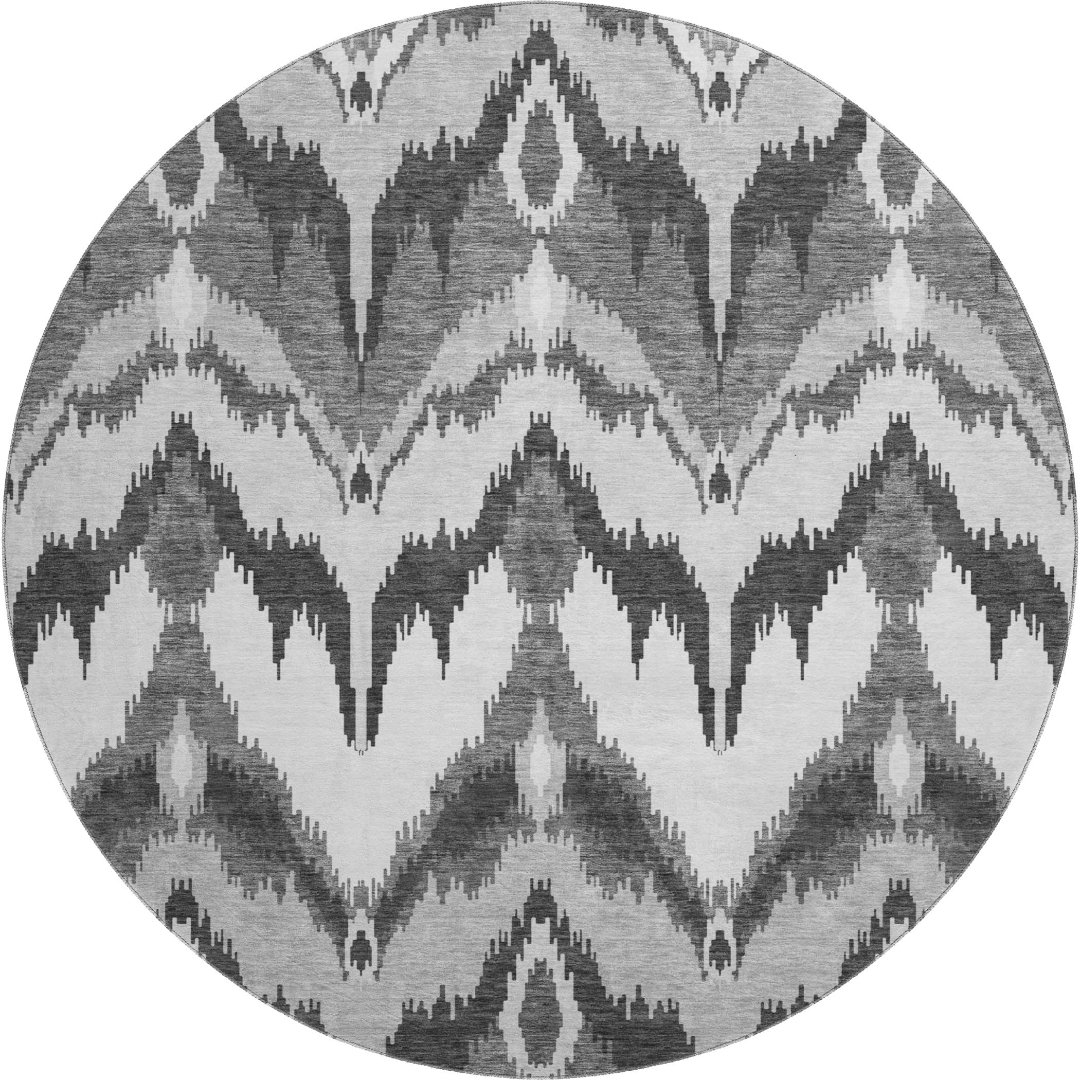 Havana Machine Washable Transitional Gray Rug 8' x 8' #shape_Round