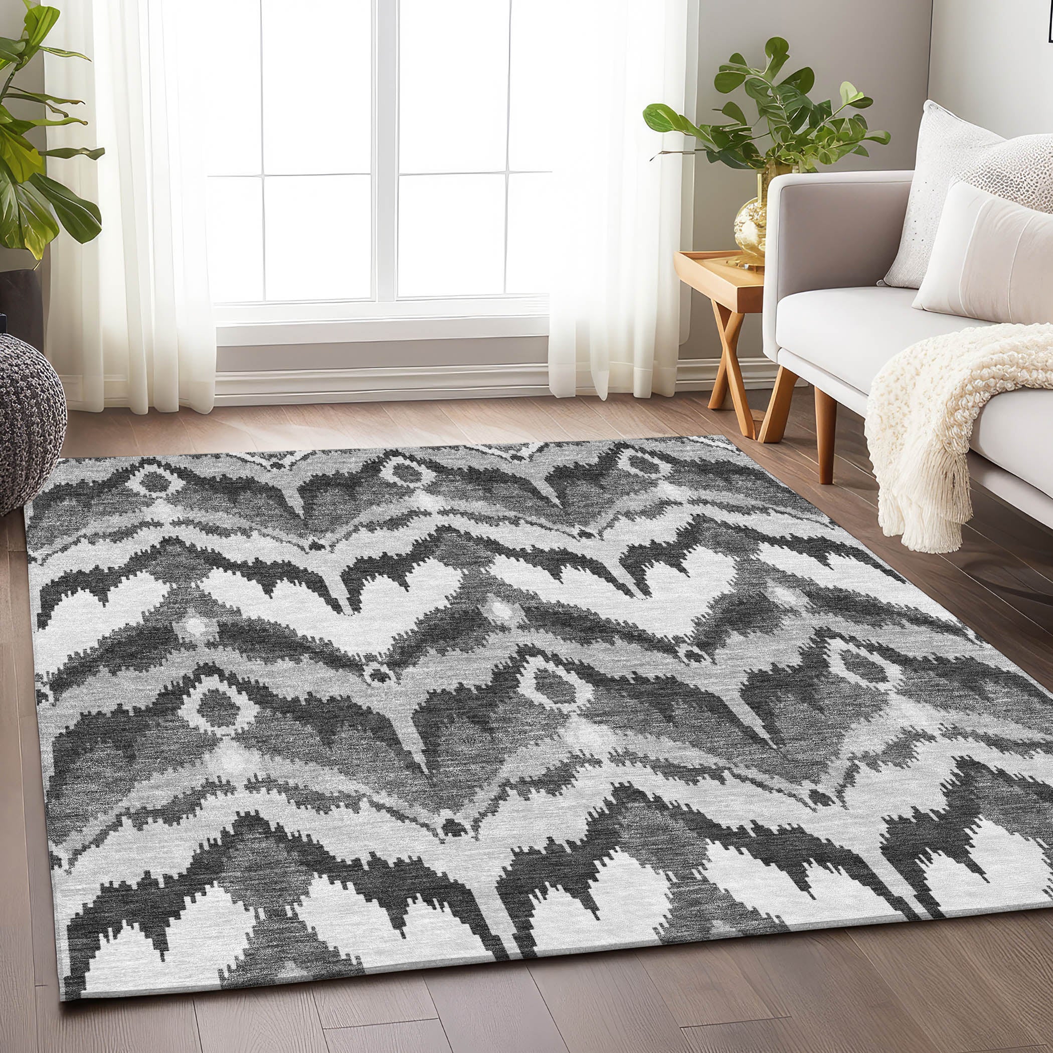 Havana Machine Washable Transitional Gray Rug 2'6" x 3'10" #shape_Rectangle