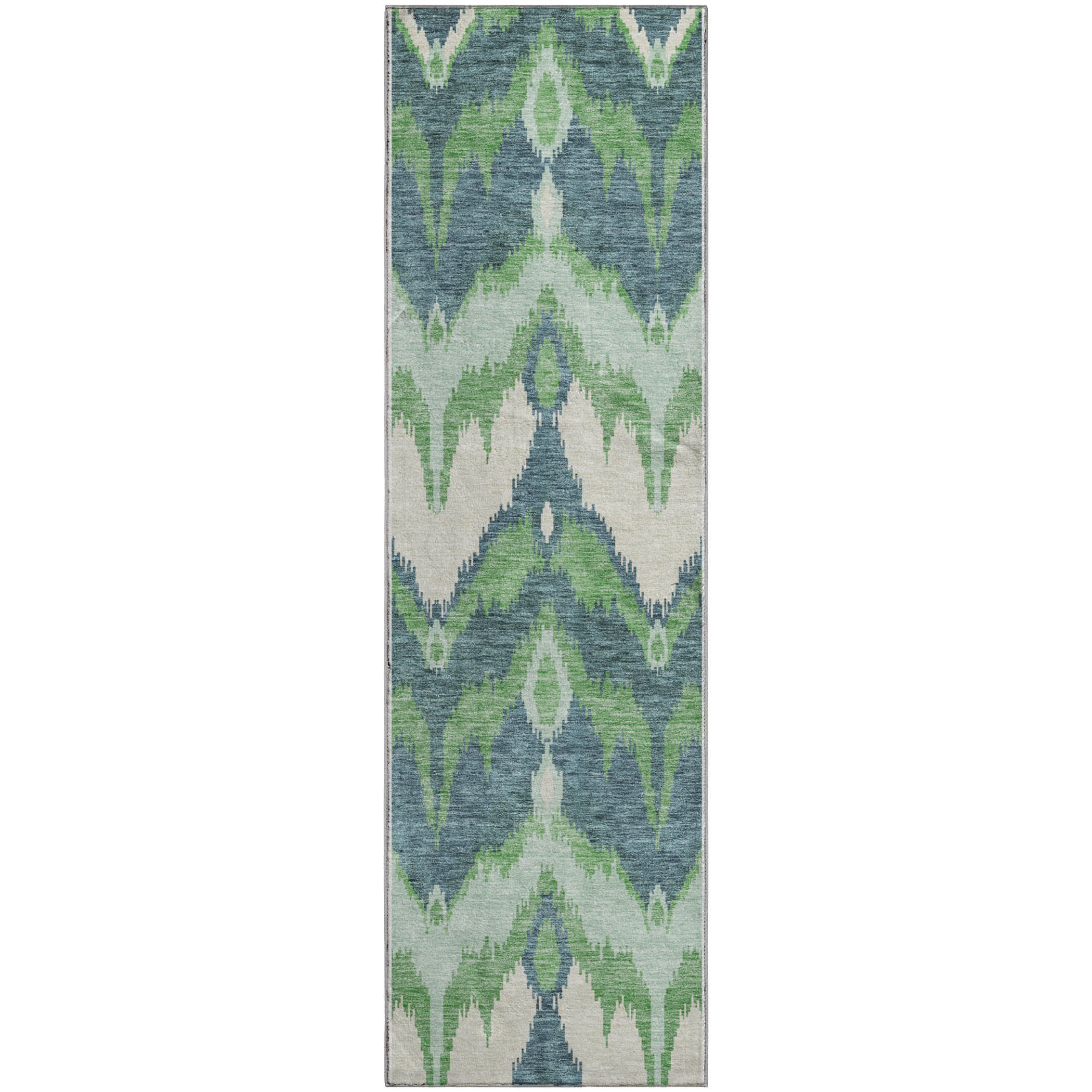 Havana Machine Washable Transitional Green Rug 2'3" x 7'6" #shape_Runner