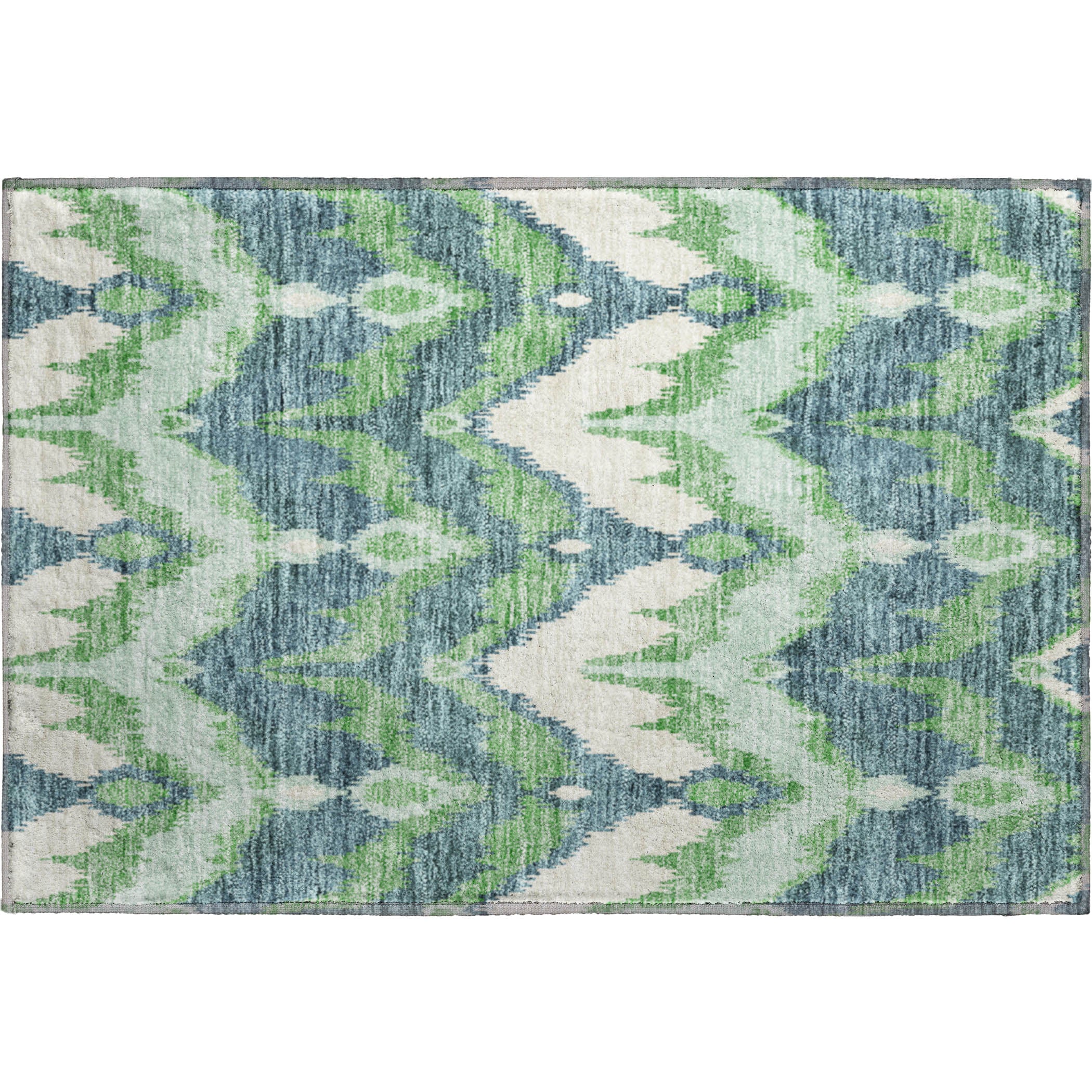 Havana Machine Washable Transitional Green Rug 1'8" x 2'6" #shape_Rectangle
