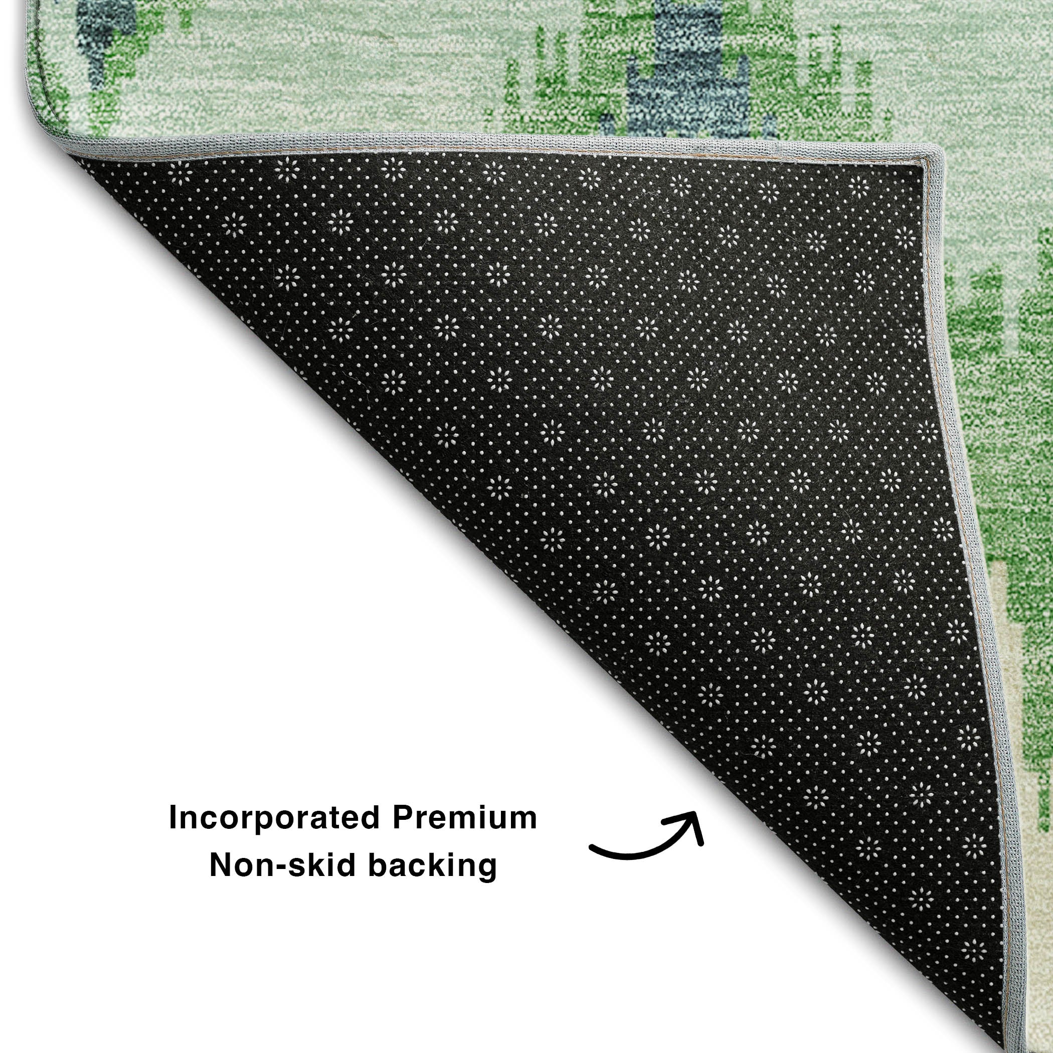 Havana Machine Washable Transitional Green Rug 1'8" x 2'6" #shape_Rectangle