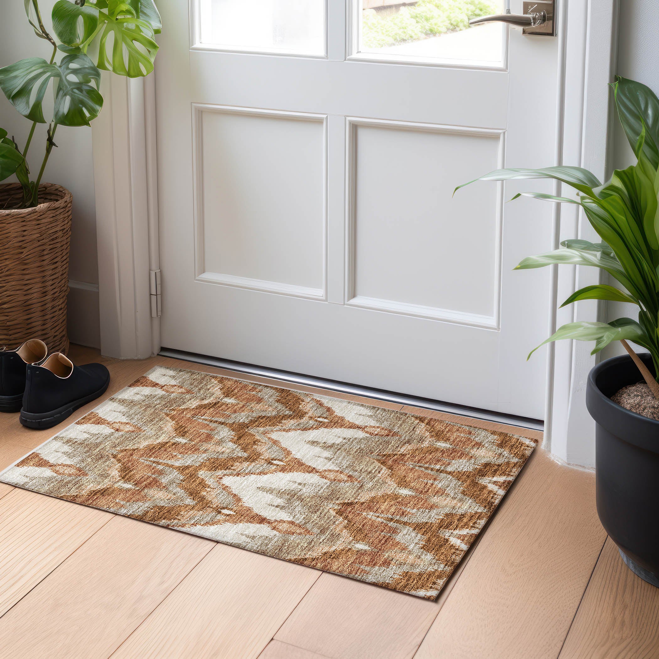 Havana Machine Washable Transitional Paprika Orange Rug 1'8" x 2'6" #shape_Rectangle