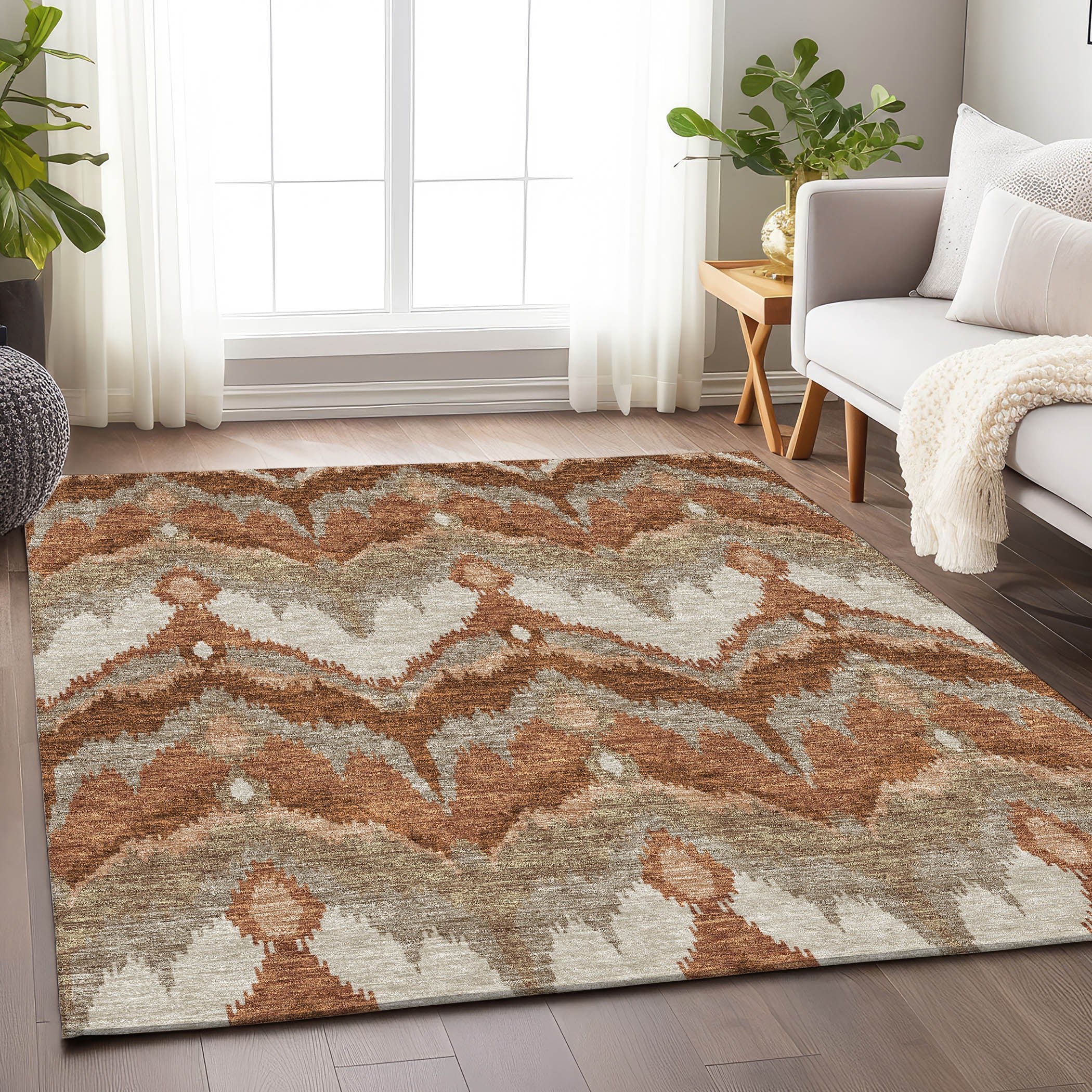 Havana Machine Washable Transitional Paprika Orange Rug 2'6" x 3'10" #shape_Rectangle