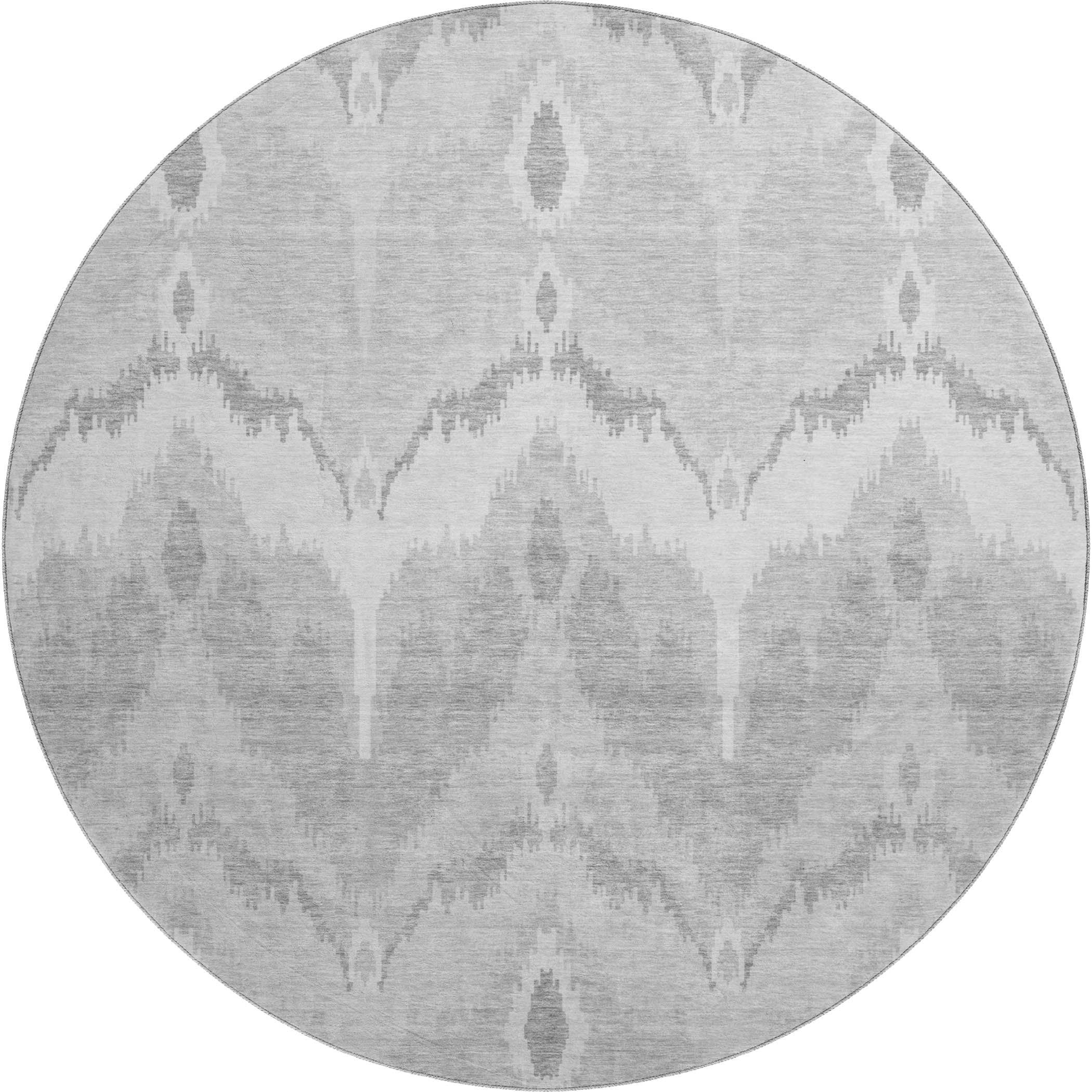 Havana Machine Washable Transitional Silver Gray Rug 8' x 8' #shape_Round