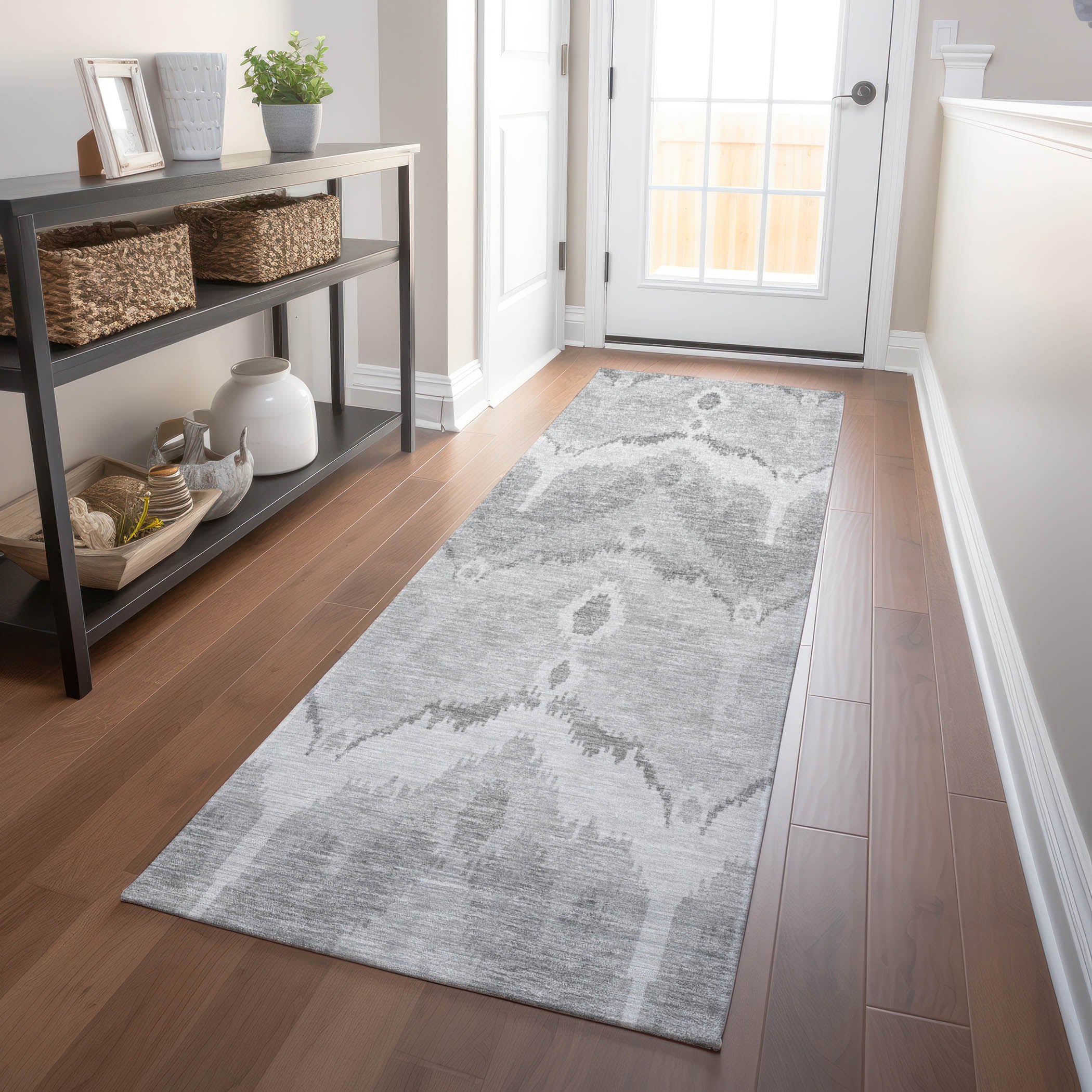 Havana Machine Washable Transitional Silver Gray Rug 2'3" x 7'6" #shape_Runner