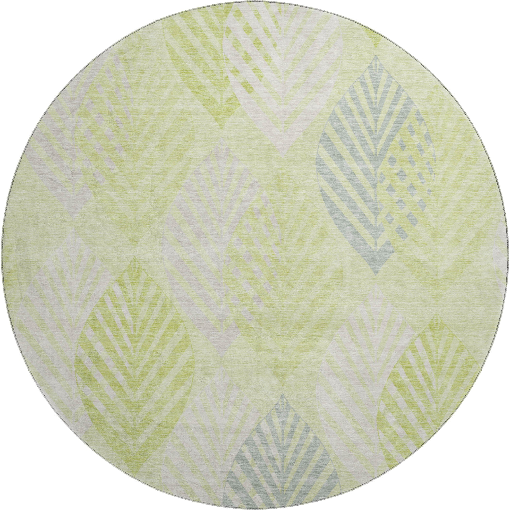 Lucerne Machine Washable Transitional Aloe Green Rug 8' x 8' #shape_Round