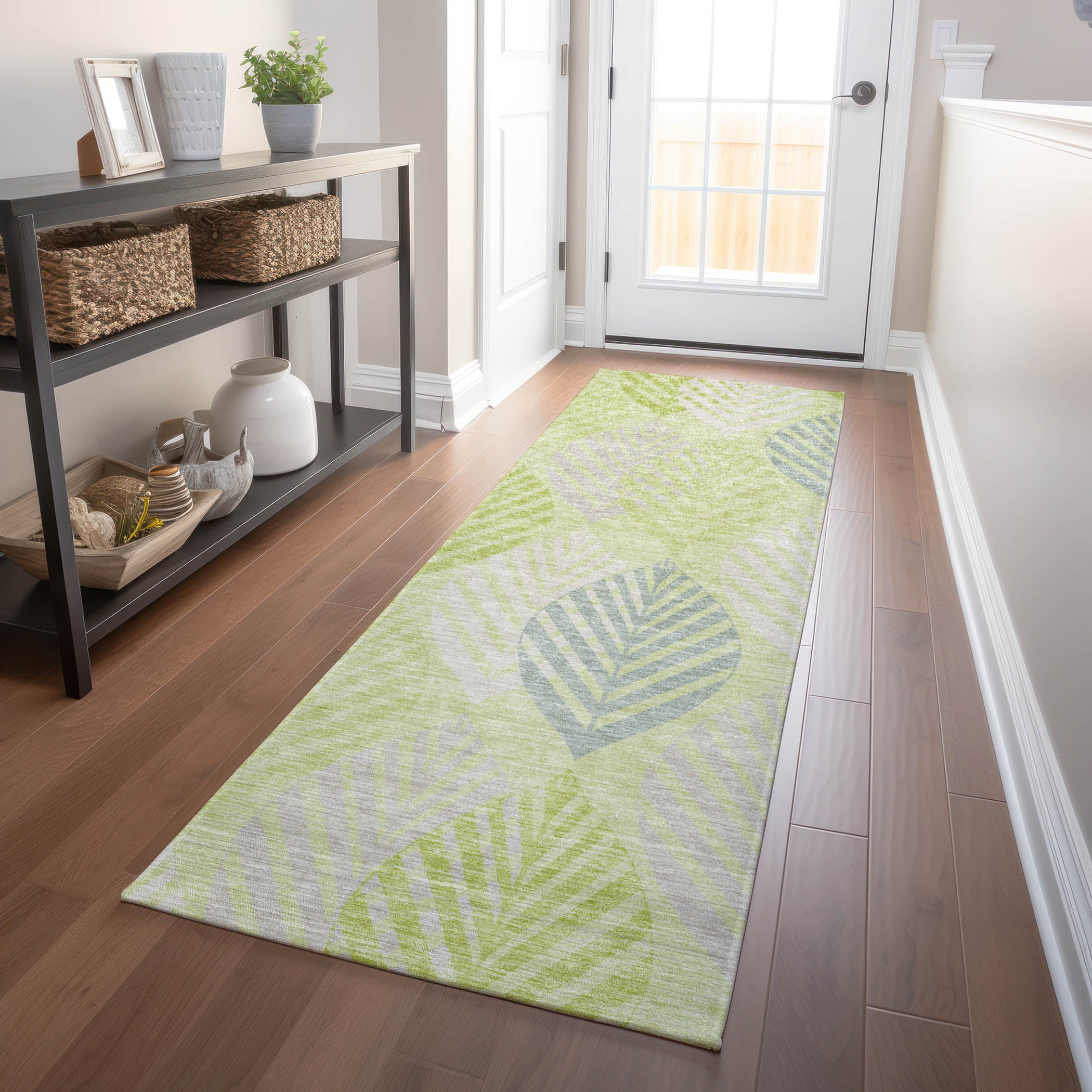 Lucerne Machine Washable Transitional Aloe Green Rug 2'3" x 7'6" #shape_Runner