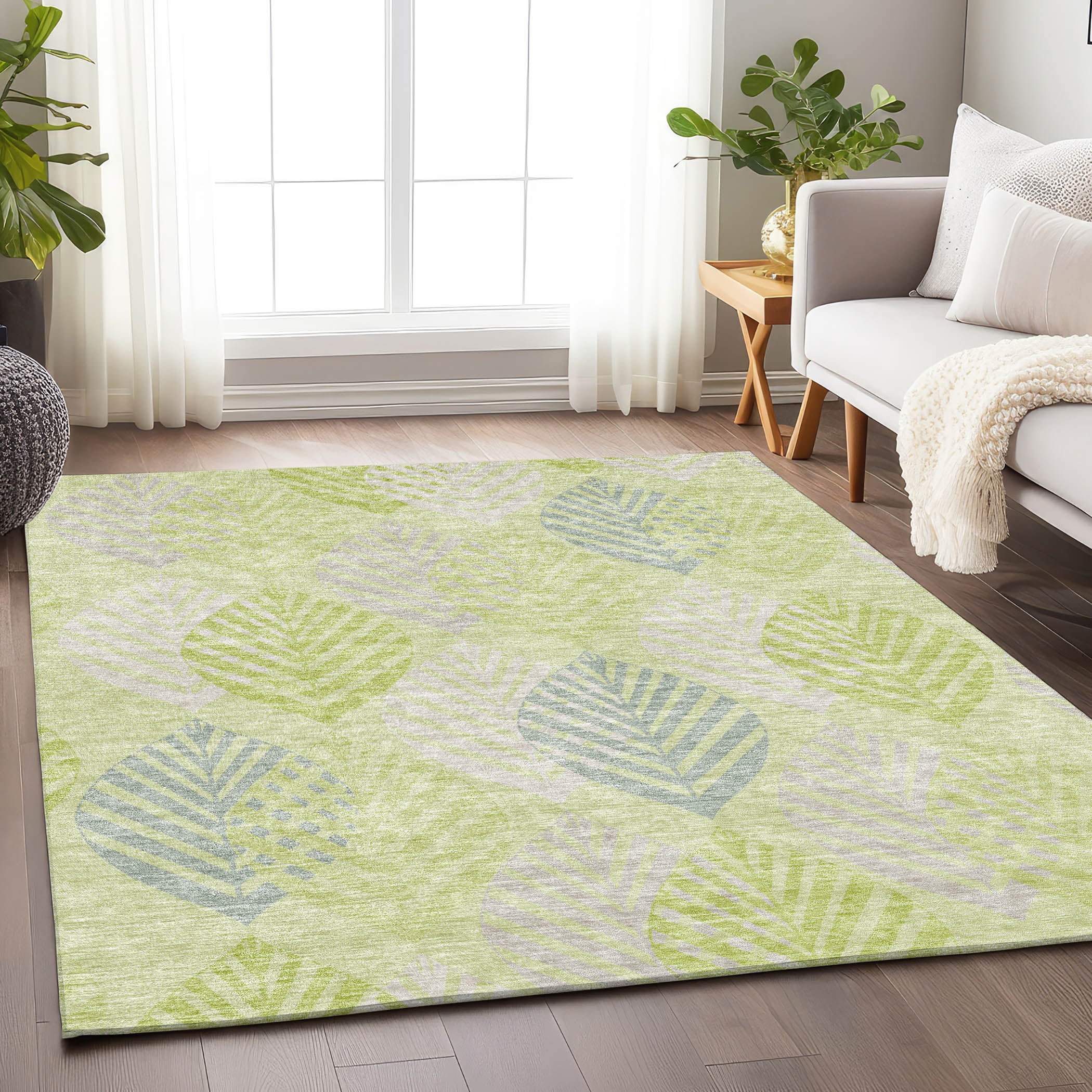 Lucerne Machine Washable Transitional Aloe Green Rug 2'6" x 3'10" #shape_Rectangle