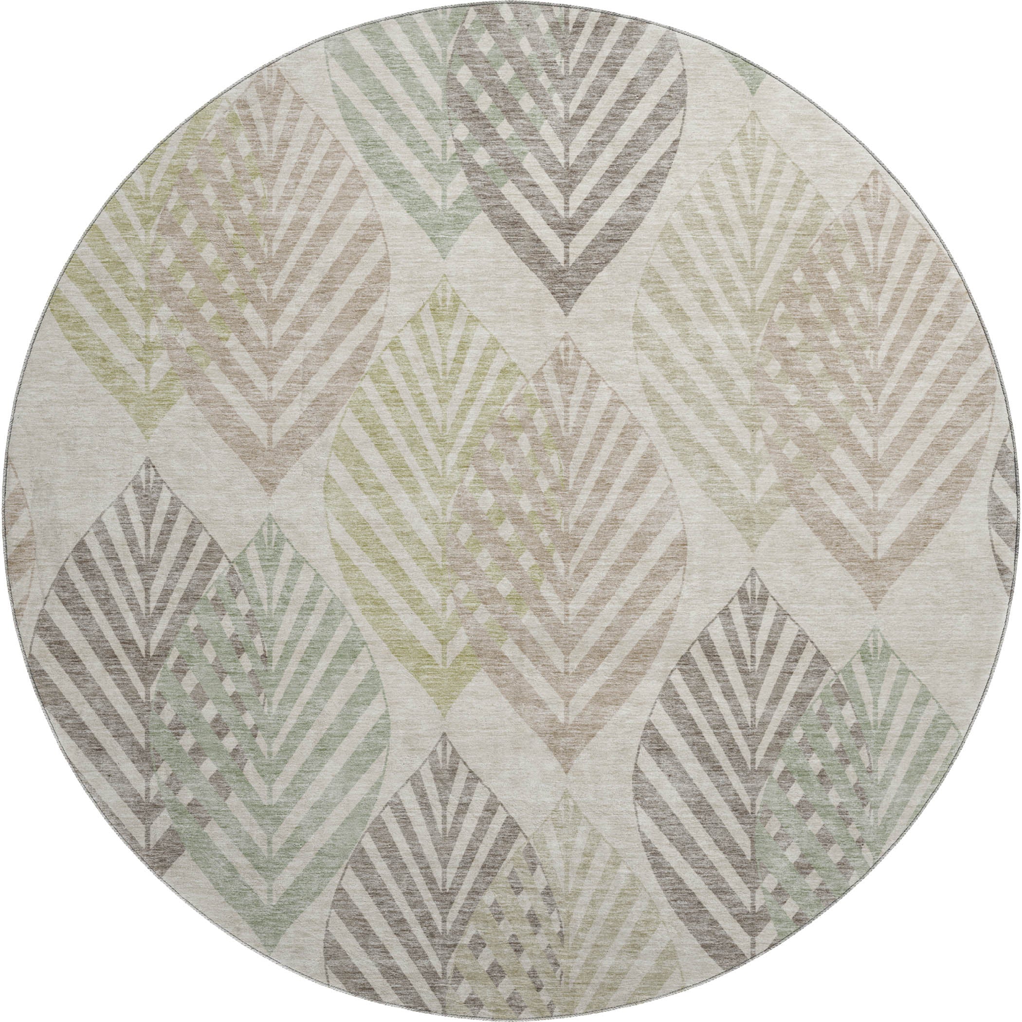 Lucerne Machine Washable Transitional Beige Brown Rug 8' x 8' #shape_Round