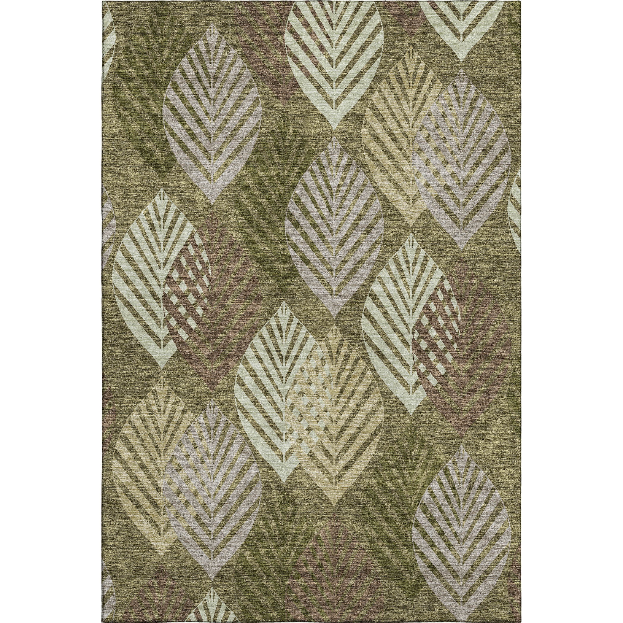 Lucerne Machine Washable Transitional Olive Green Rug 2'6" x 3'10" #shape_Rectangle