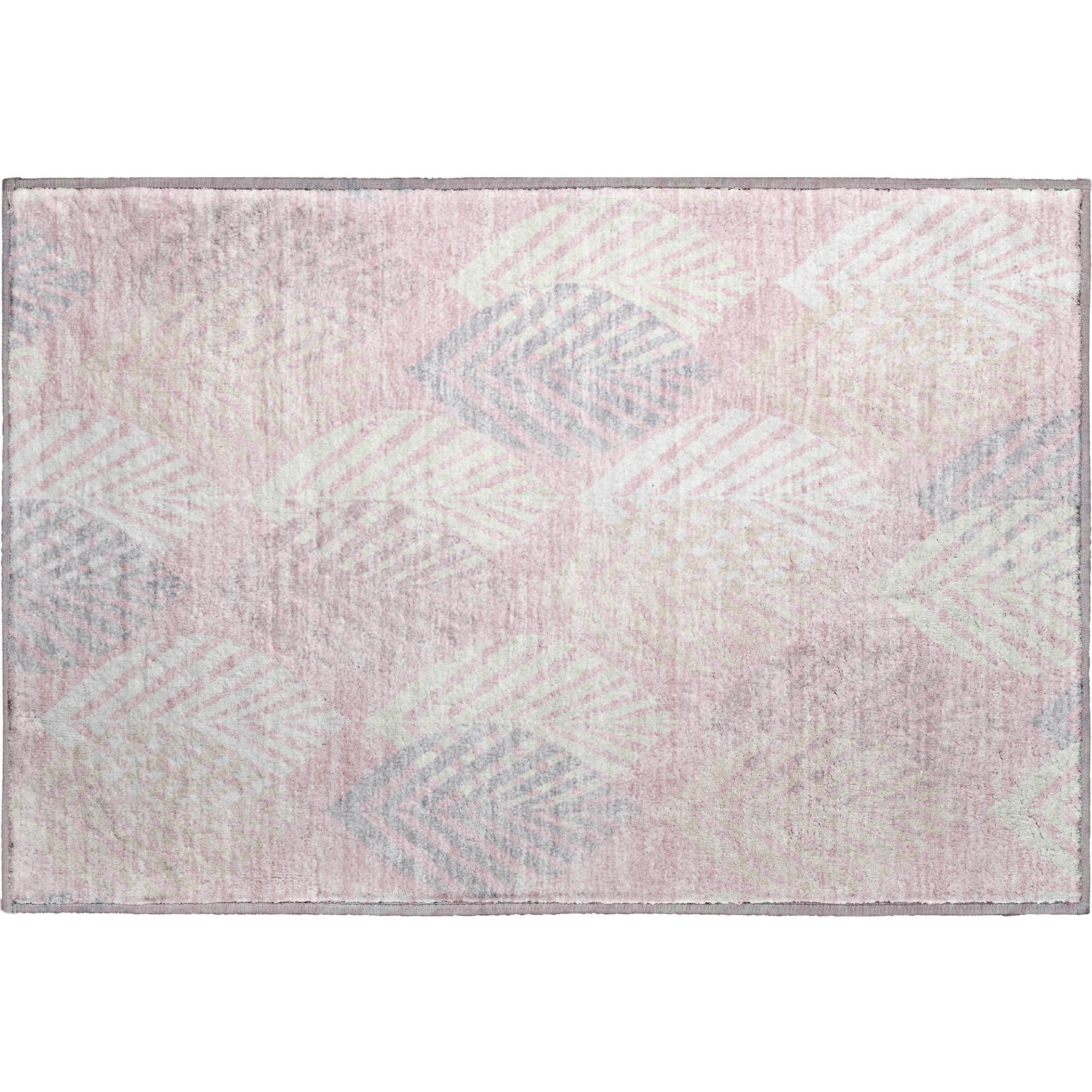 Lucerne Machine Washable Transitional Pink Rug 1'8" x 2'6" #shape_Rectangle
