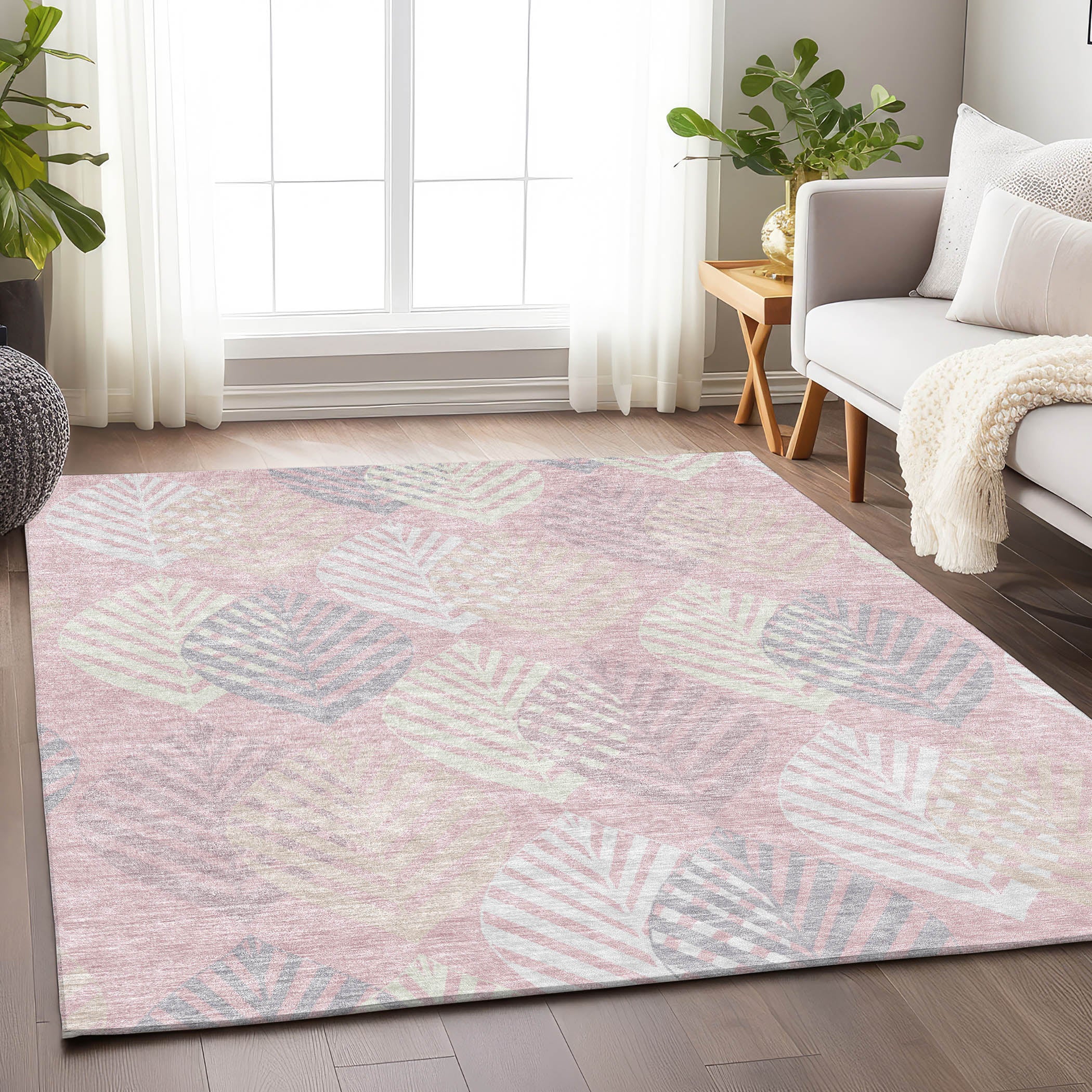 Lucerne Machine Washable Transitional Pink Rug 2'6" x 3'10" #shape_Rectangle