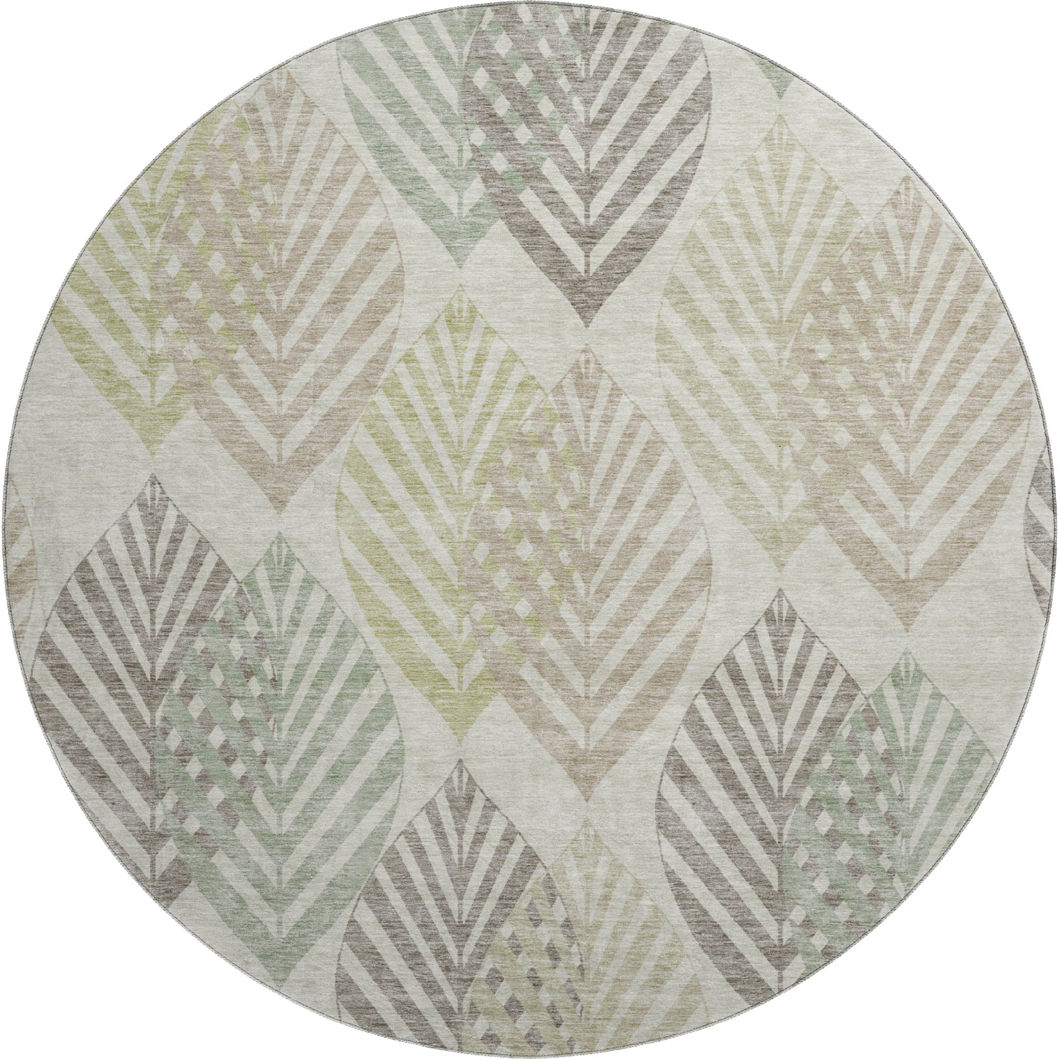 Lucerne Machine Washable Transitional Taupe Brown Rug 8' x 8' #shape_Round