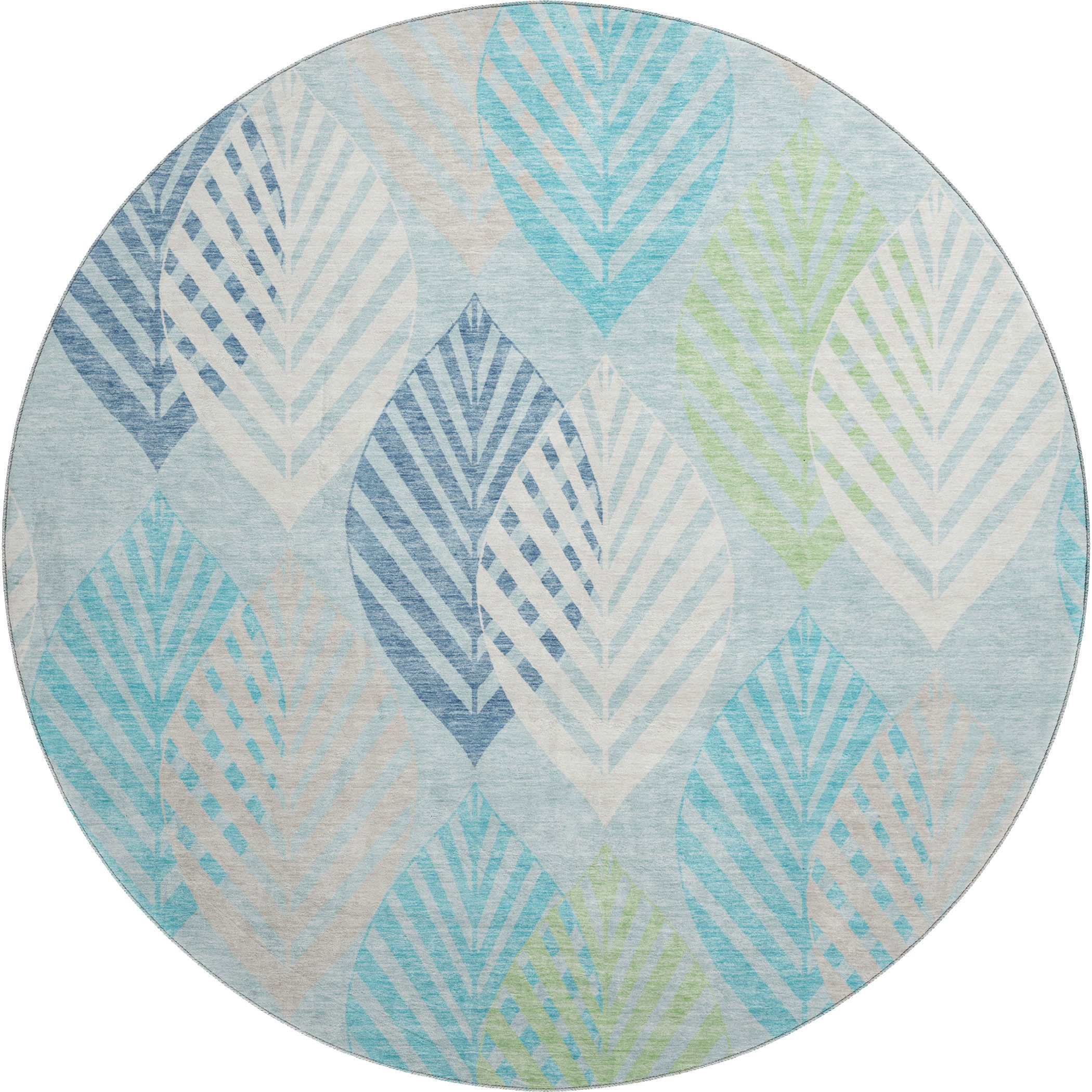 Lucerne Machine Washable Transitional Teal Rug 8' x 8' #shape_Round