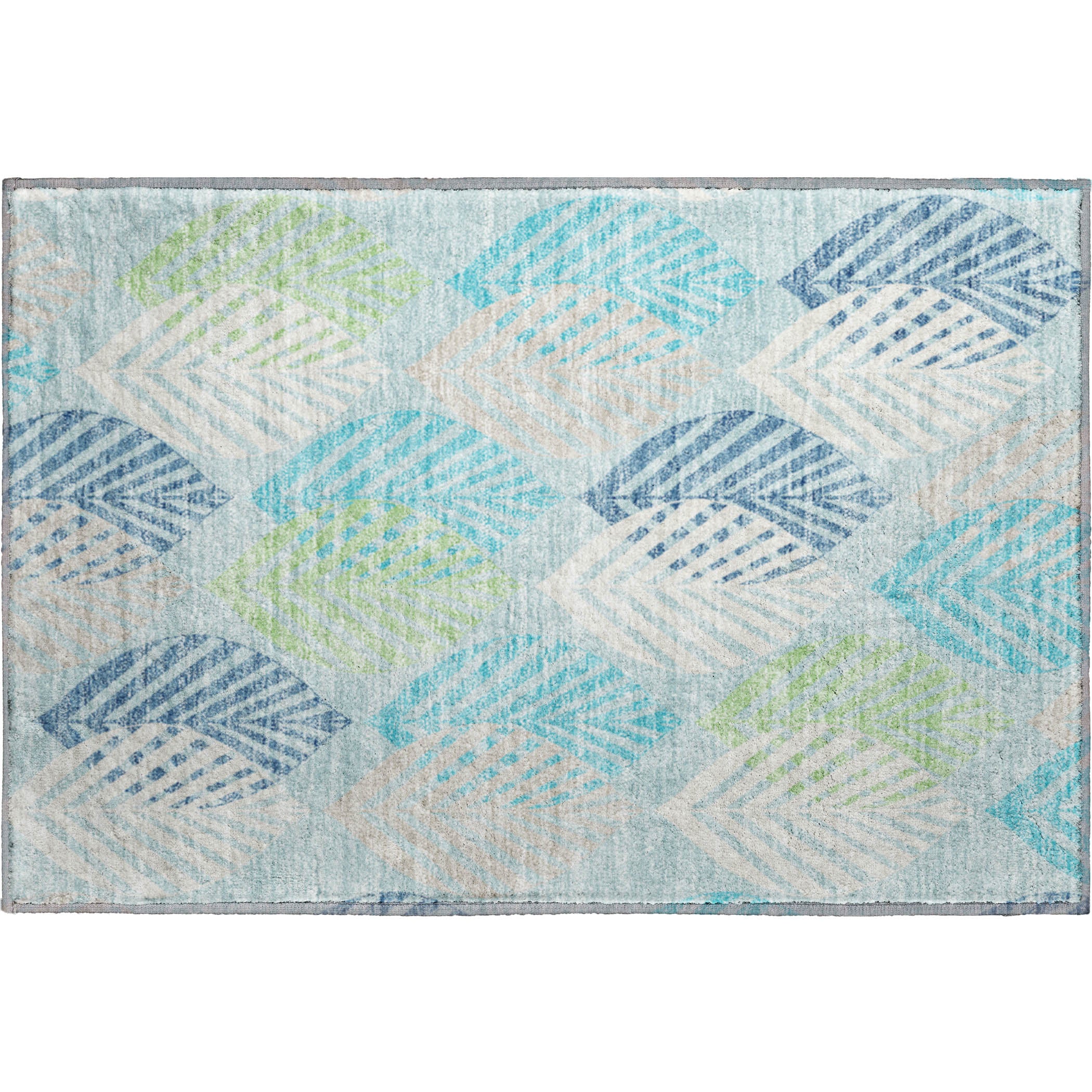 Lucerne Machine Washable Transitional Teal Rug 1'8" x 2'6" #shape_Rectangle