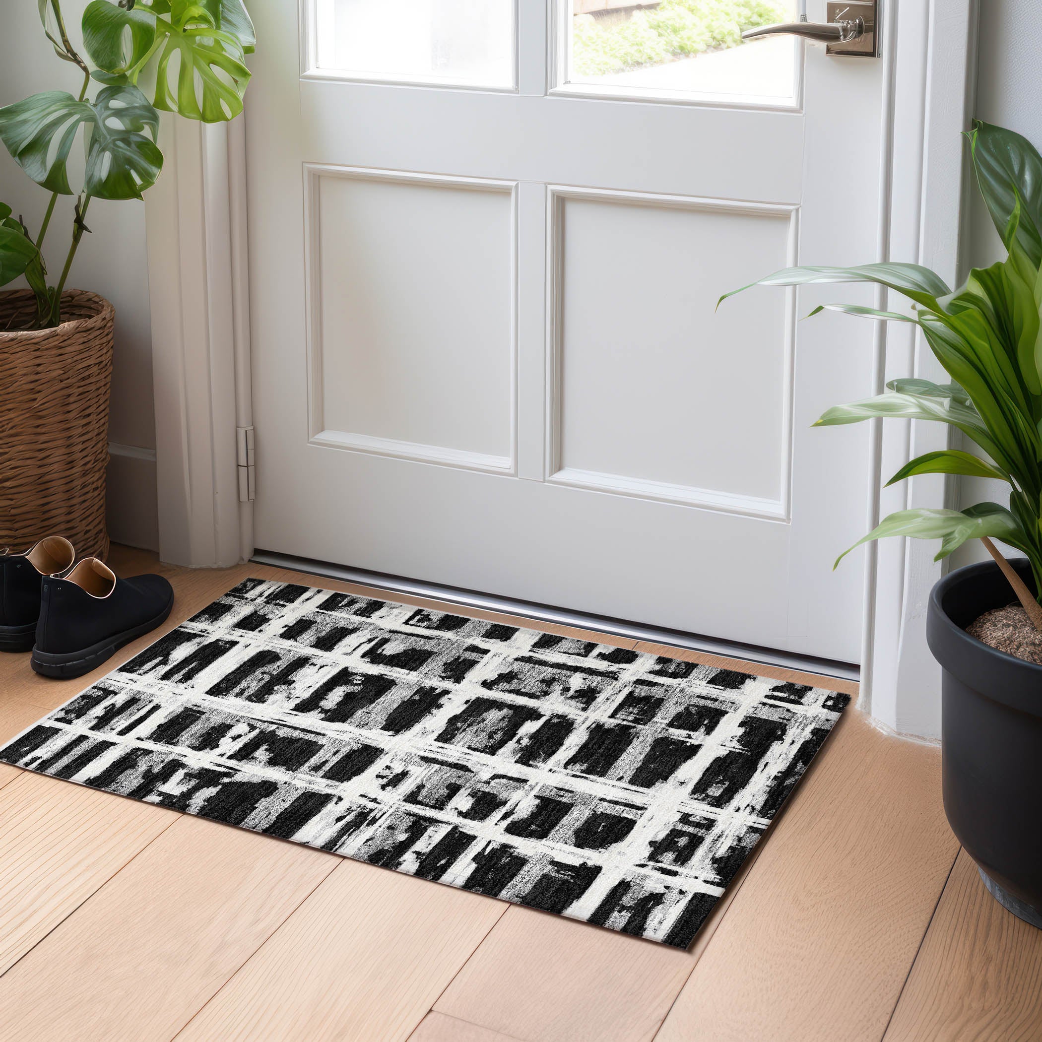 Chiang Mai Machine Washable Transitional Black Rug 1'8" x 2'6" #shape_Rectangle