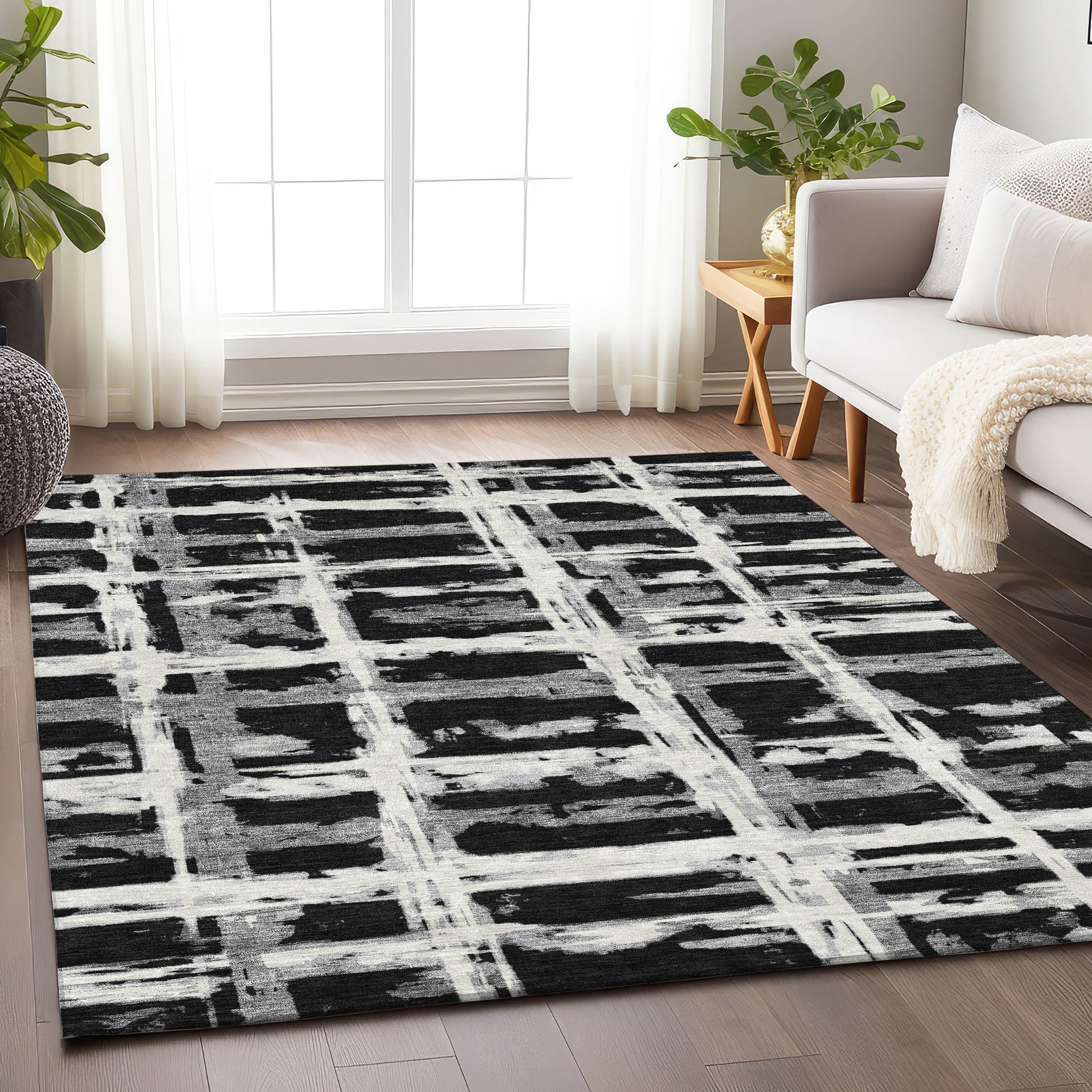 Chiang Mai Machine Washable Transitional Black Rug 2'6" x 3'10" #shape_Rectangle