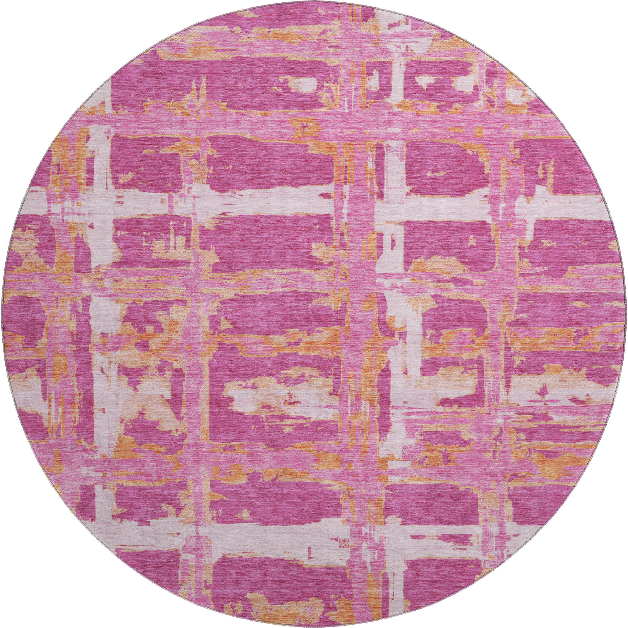 Chiang Mai Machine Washable Transitional Blush Pink Rug 8' x 8' #shape_Round