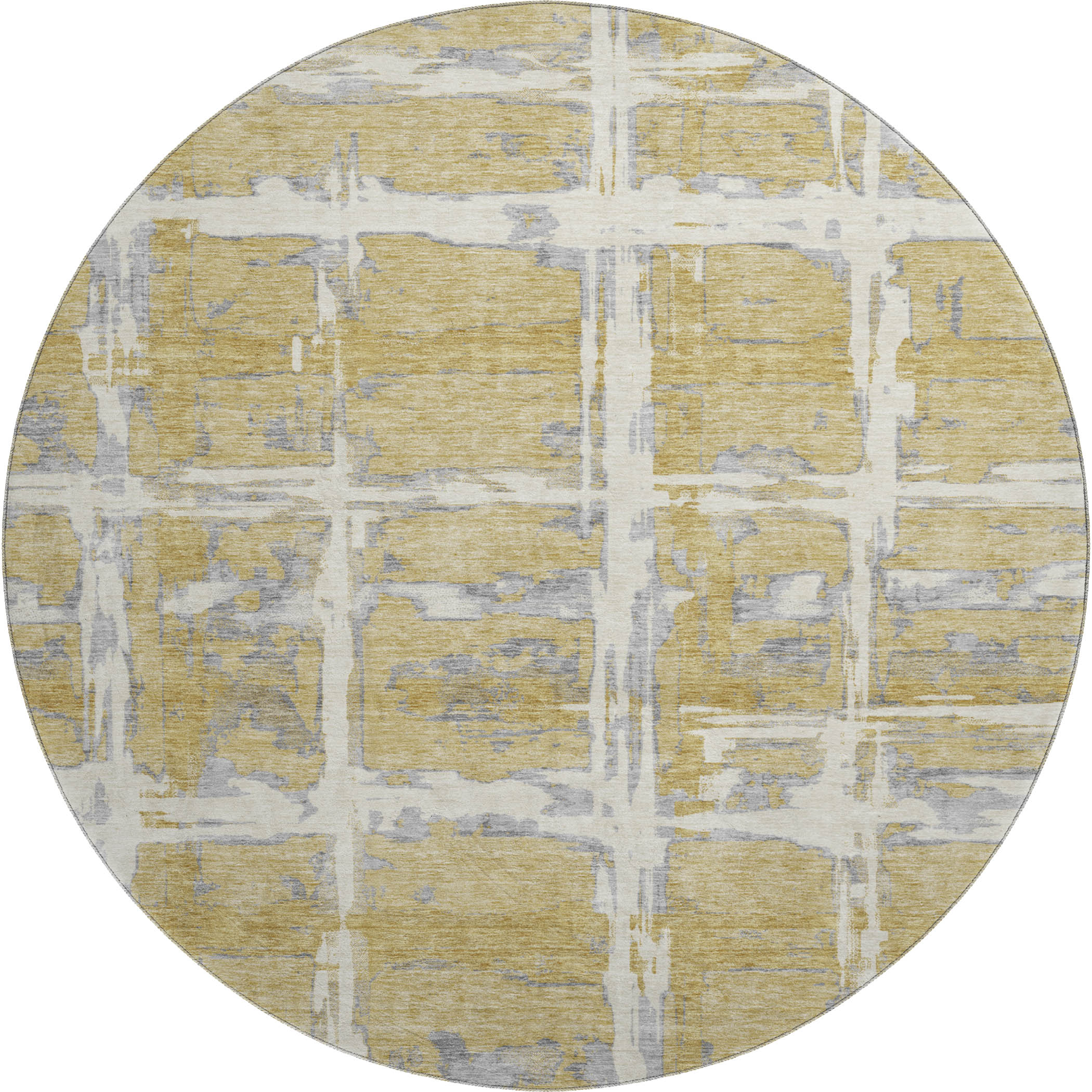 Chiang Mai Machine Washable Transitional Gold Rug 8' x 8' #shape_Round