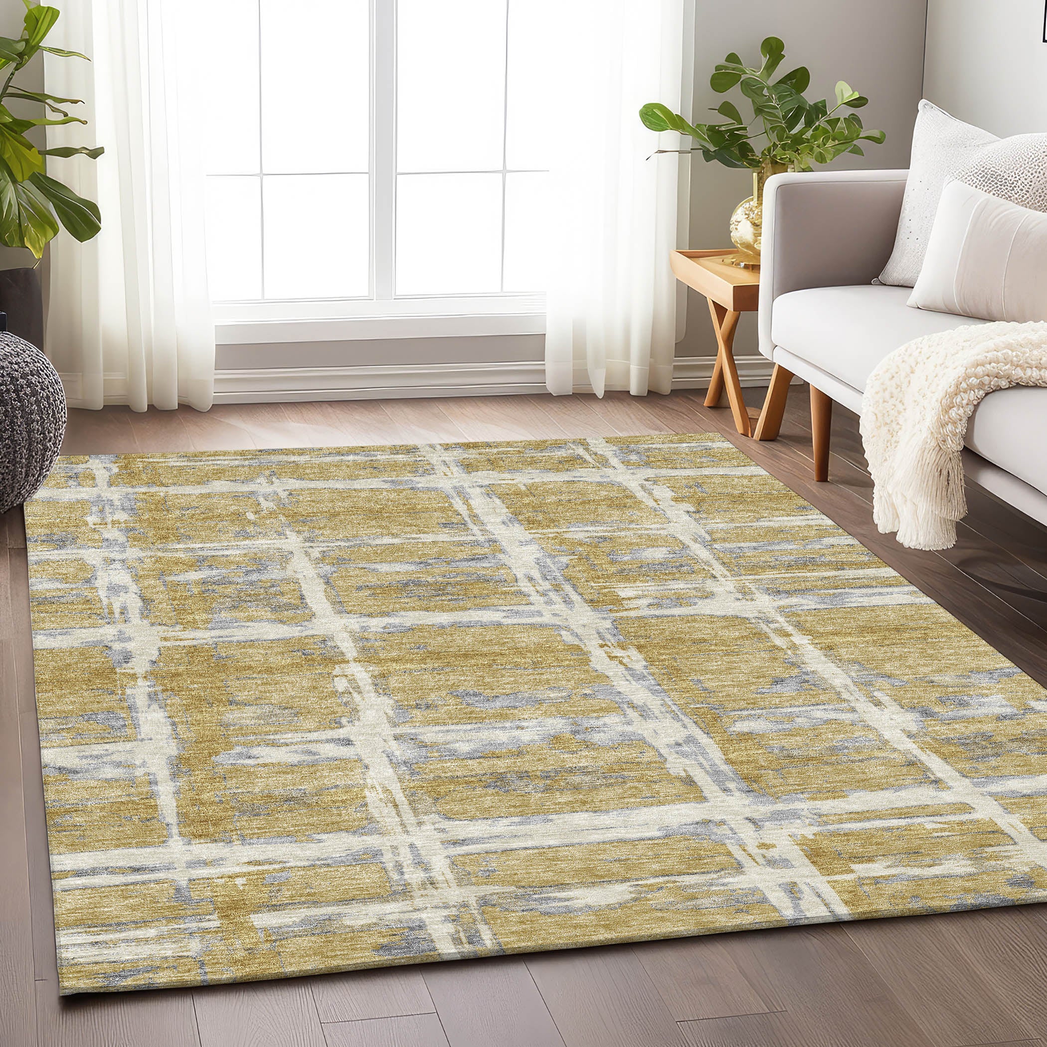 Chiang Mai Machine Washable Transitional Gold Rug 2'6" x 3'10" #shape_Rectangle