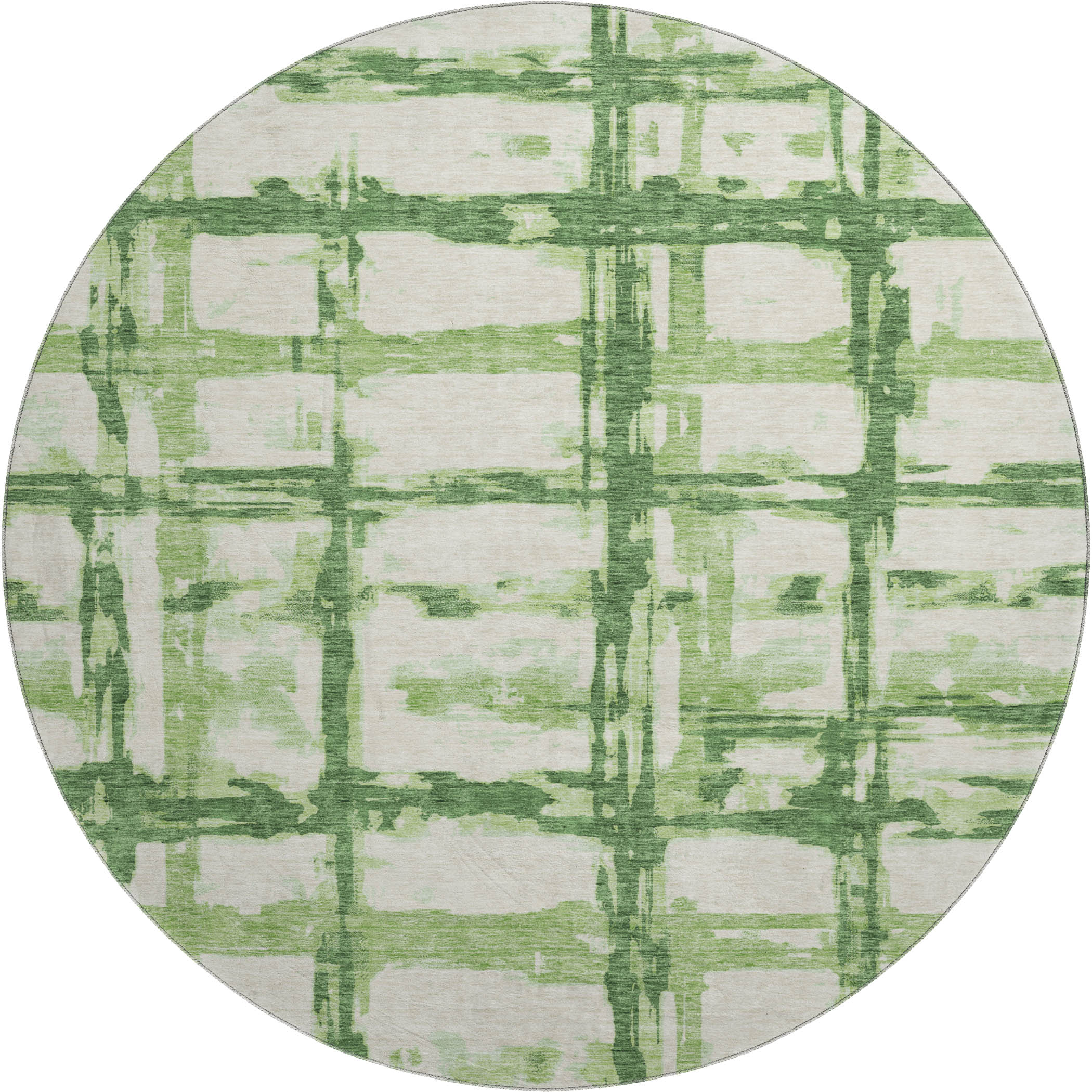 Chiang Mai Machine Washable Transitional Green Rug 8' x 8' #shape_Round