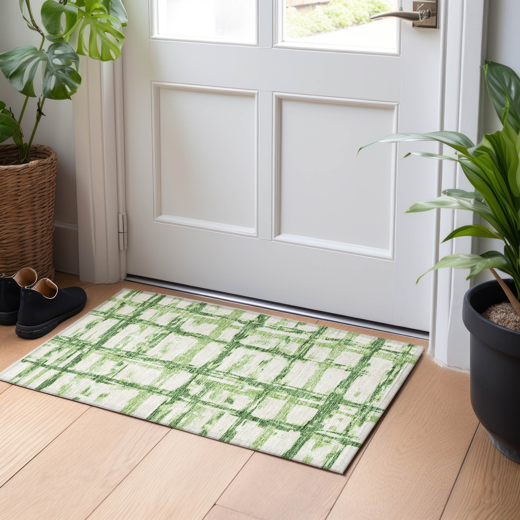 Chiang Mai Machine Washable Transitional Green Rug 1'8" x 2'6" #shape_Rectangle