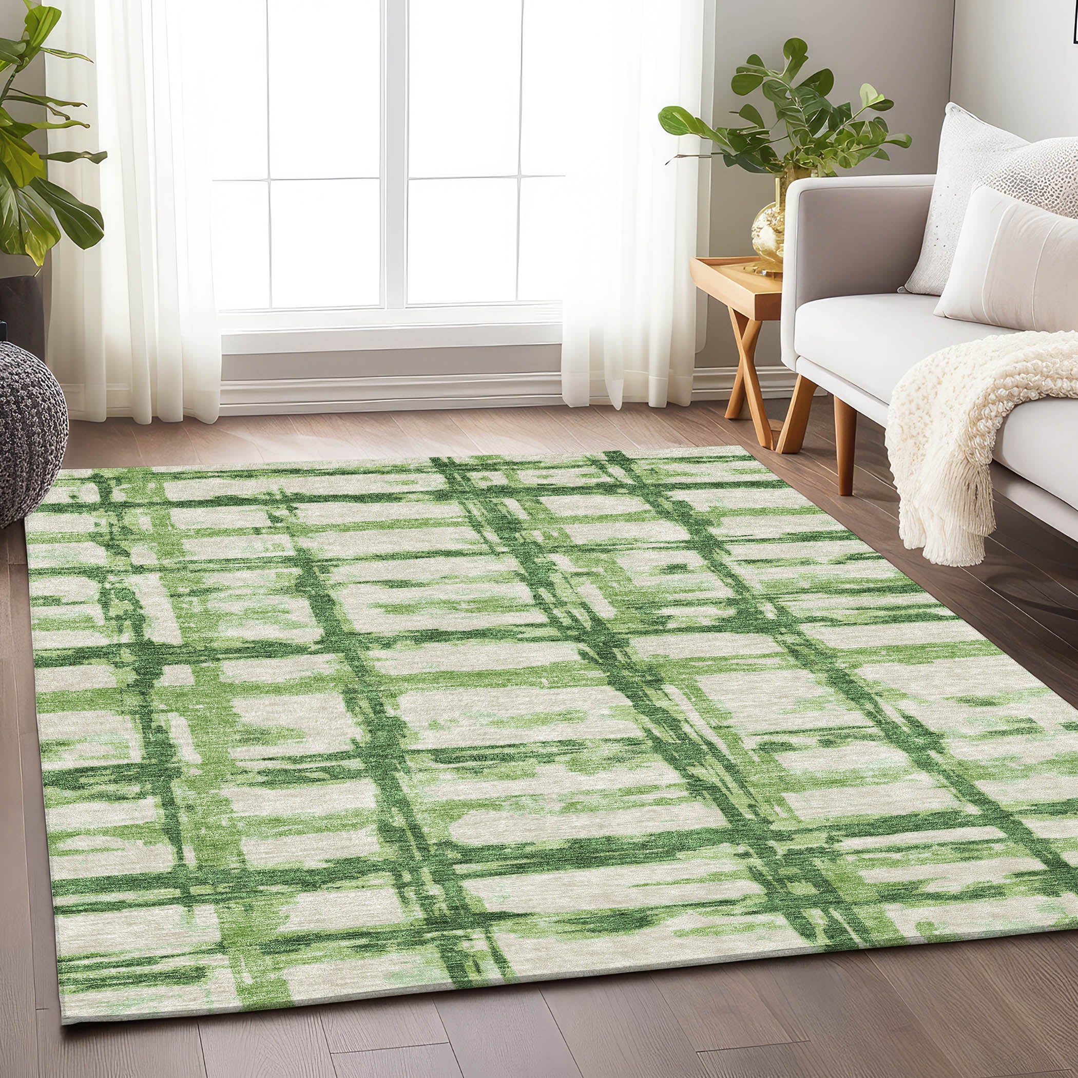Chiang Mai Machine Washable Transitional Green Rug 2'6" x 3'10" #shape_Rectangle