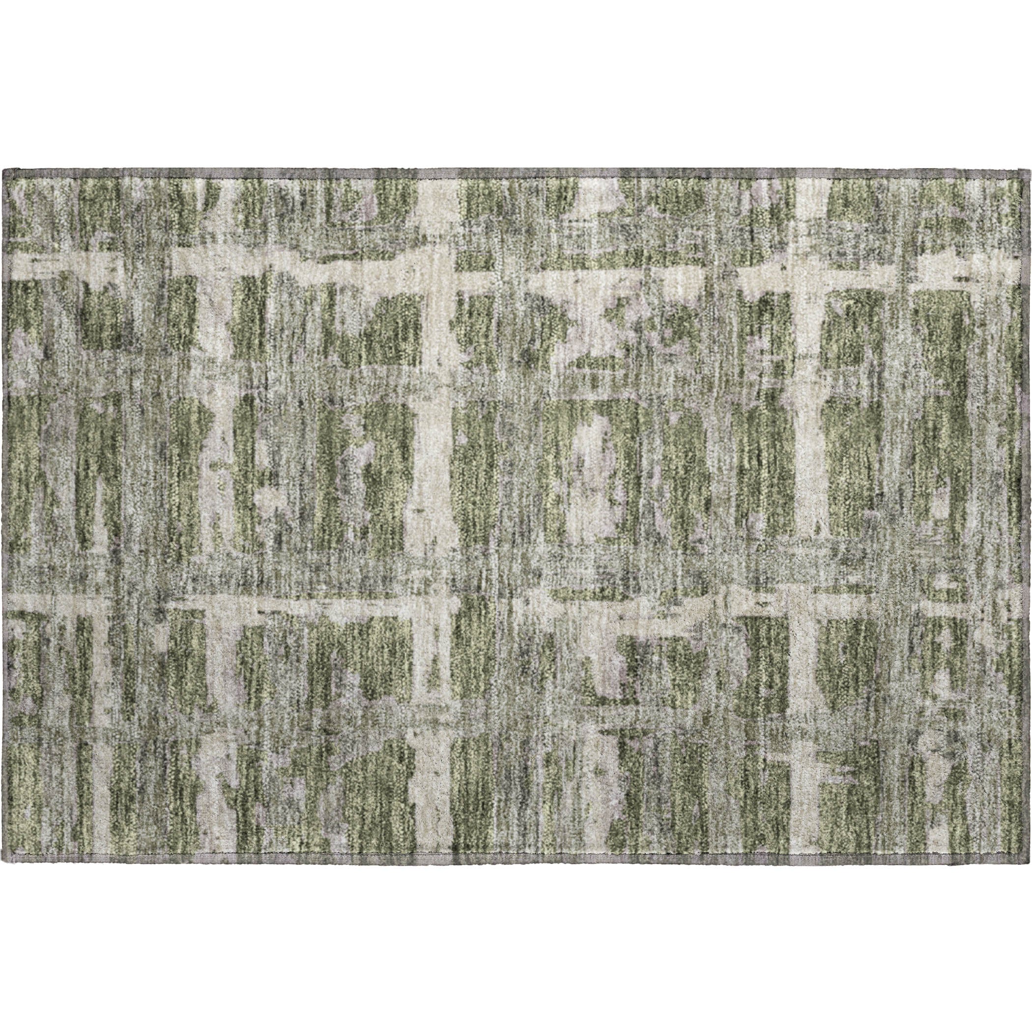 Chiang Mai Machine Washable Transitional Olive Green Rug 1'8" x 2'6" #shape_Rectangle