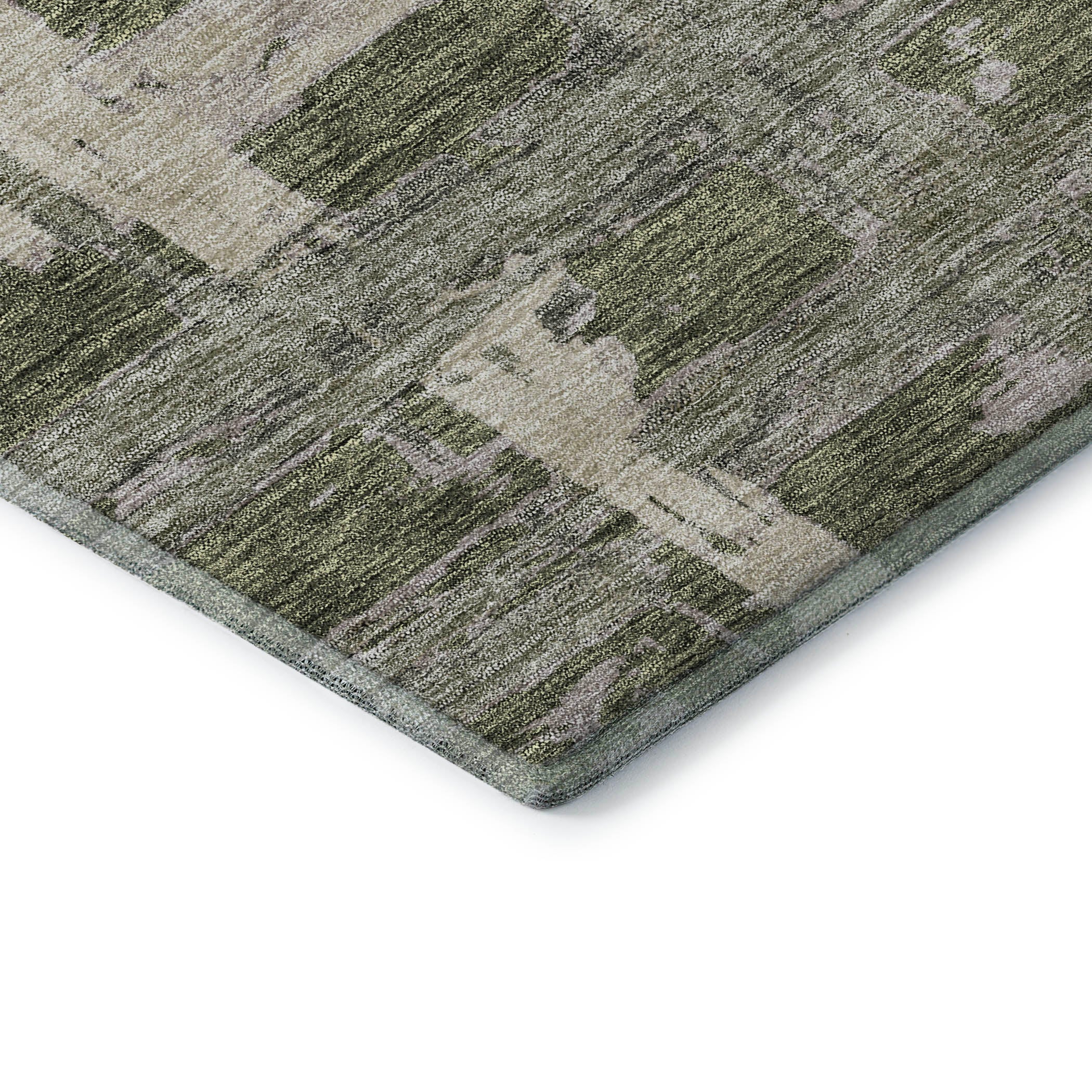 Chiang Mai Machine Washable Transitional Olive Green Rug 1'8" x 2'6" #shape_Rectangle