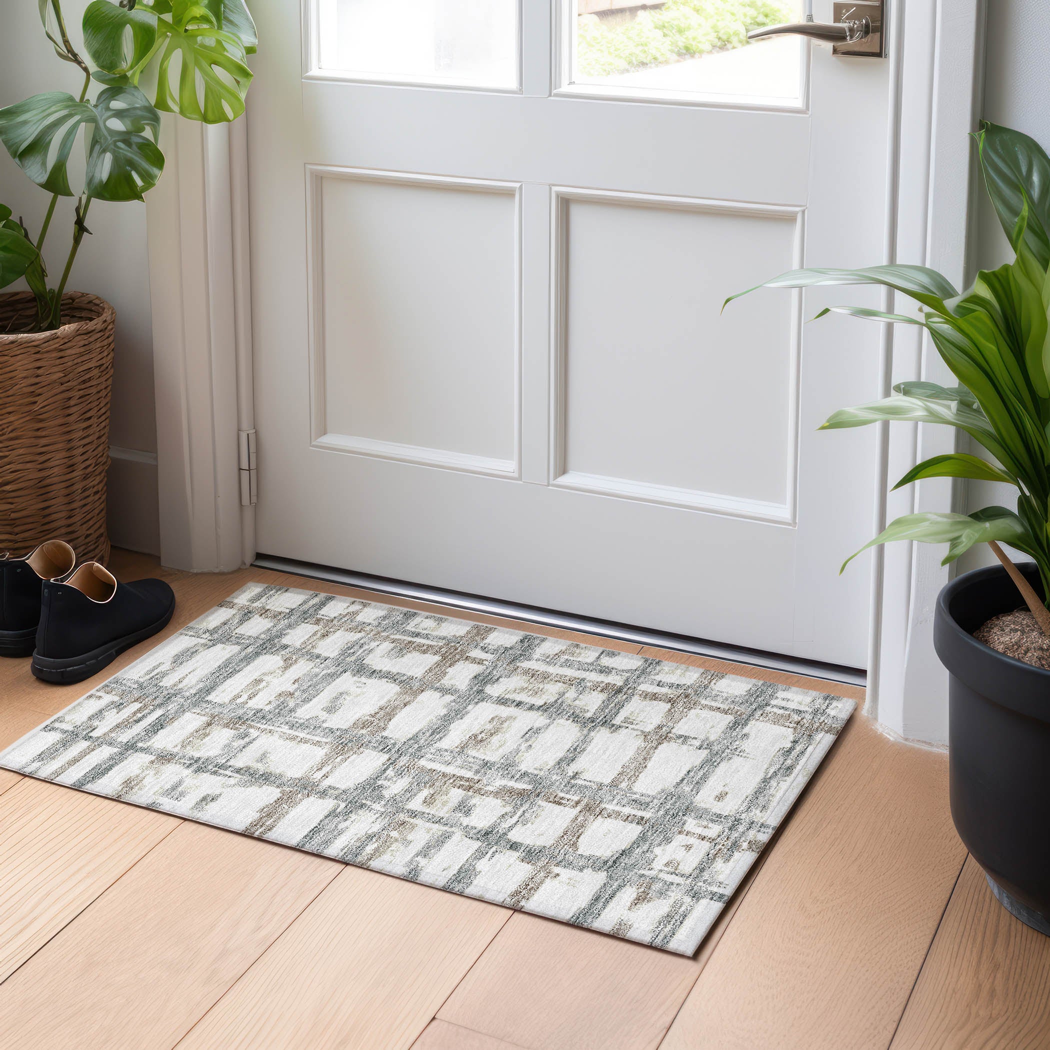 Chiang Mai Machine Washable Transitional Silver Gray Rug 1'8" x 2'6" #shape_Rectangle